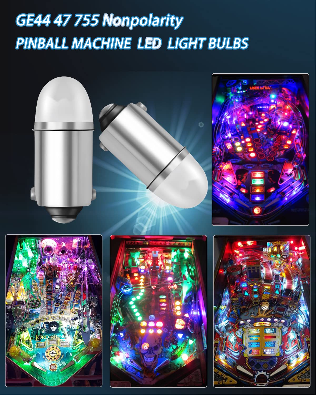 Keiurot GE44 47 756 755 Bulb for Pinball Machine Light Bulb Lamp 1893 1895 1847 Bulb BA9S DC 6.3V 6V Led Bulbs Warm White Pack of 10 4