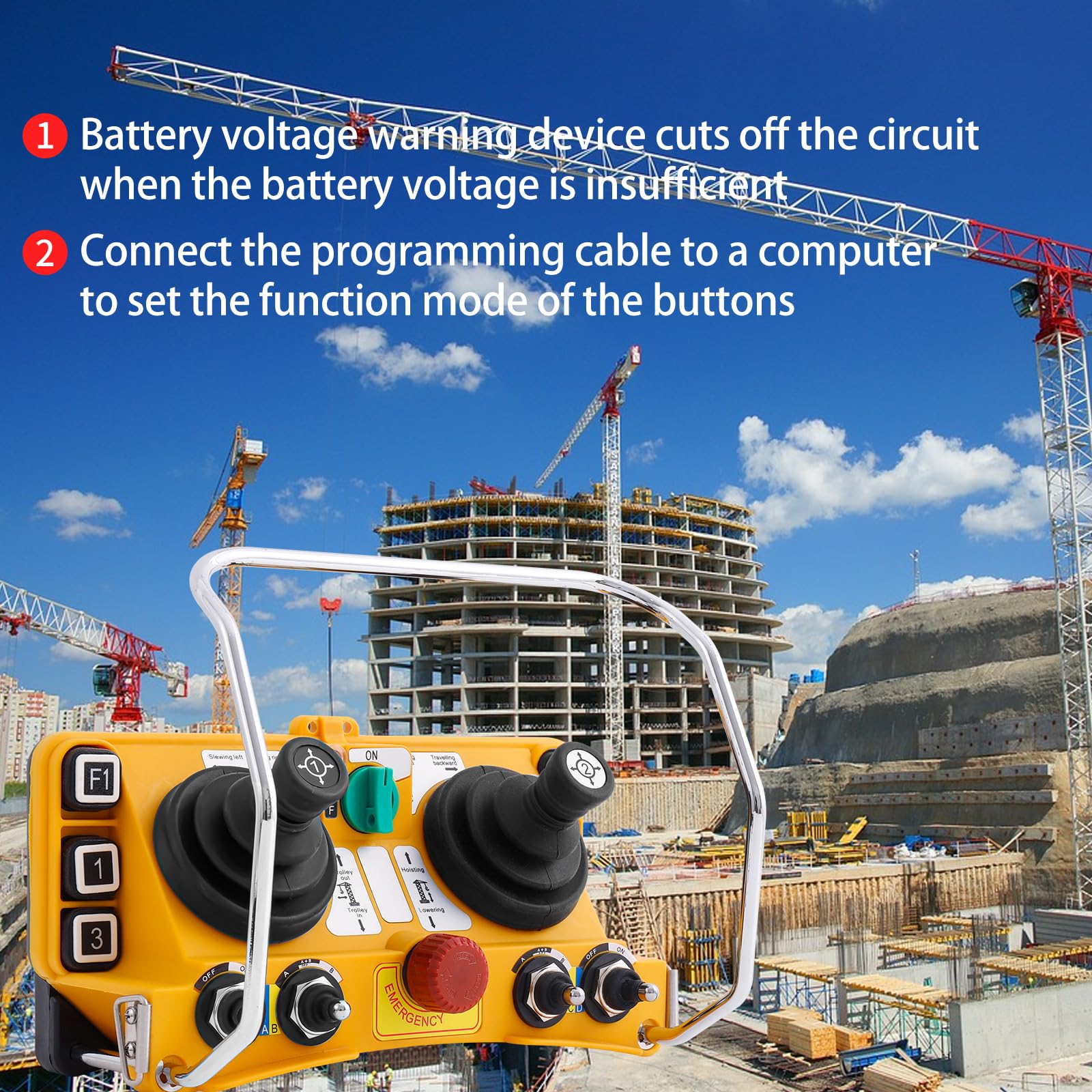 F24-60 Industrial Wireless Remote Control for Tower Crane 5-Speed Joystick Electric Hoist Radio Controller 6