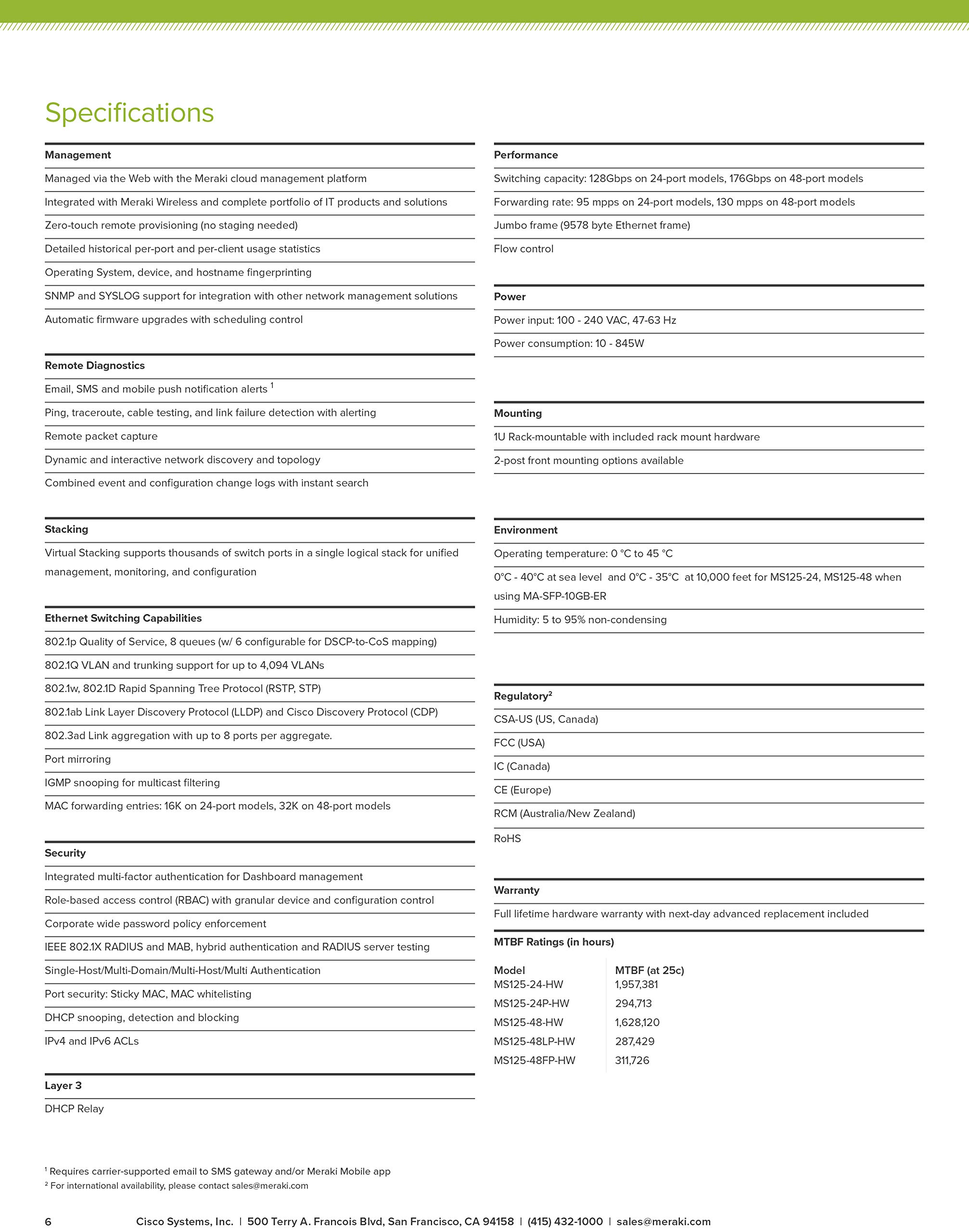 MS125-24-HW Cisco Meraki Cloud Managed Network Switch 3 Year Enterprise License LIC-ENT-3YR 6