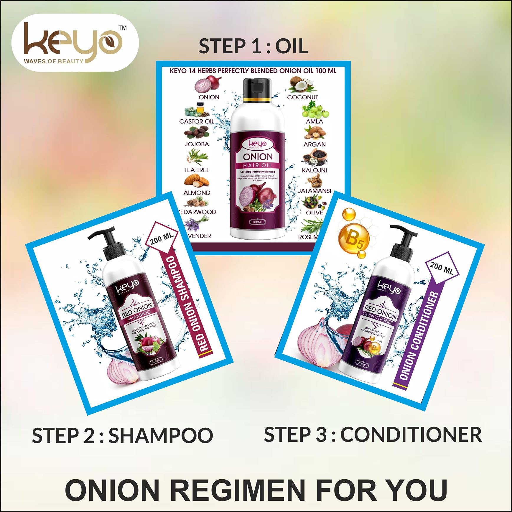 Keyo Advance Red Onion Hair Shampoo for Hair Growth & Hair Fall Control (800 ML) 5