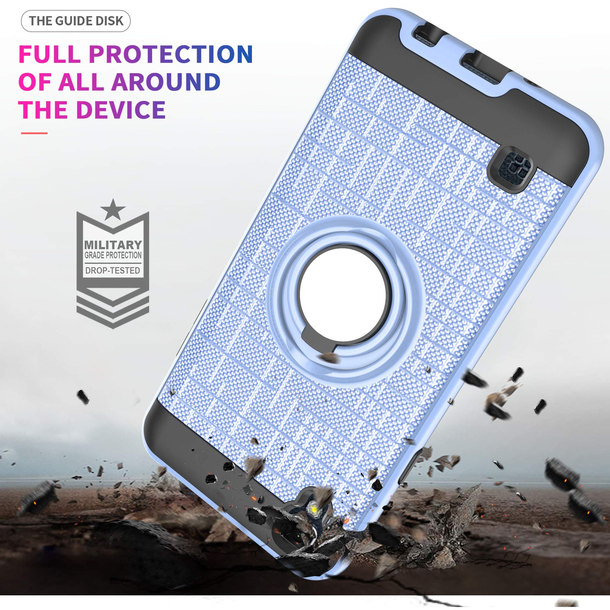 LG Tribute HD Case,LG X Style Case,LG Volt 3 Phone Cases with HD Phone Screen Protector,YmhxcY 360 Degree Rotating Ring & Bracket Dual Layer Resistant Back Cover for LG LS676-ZH Metal Slate 4