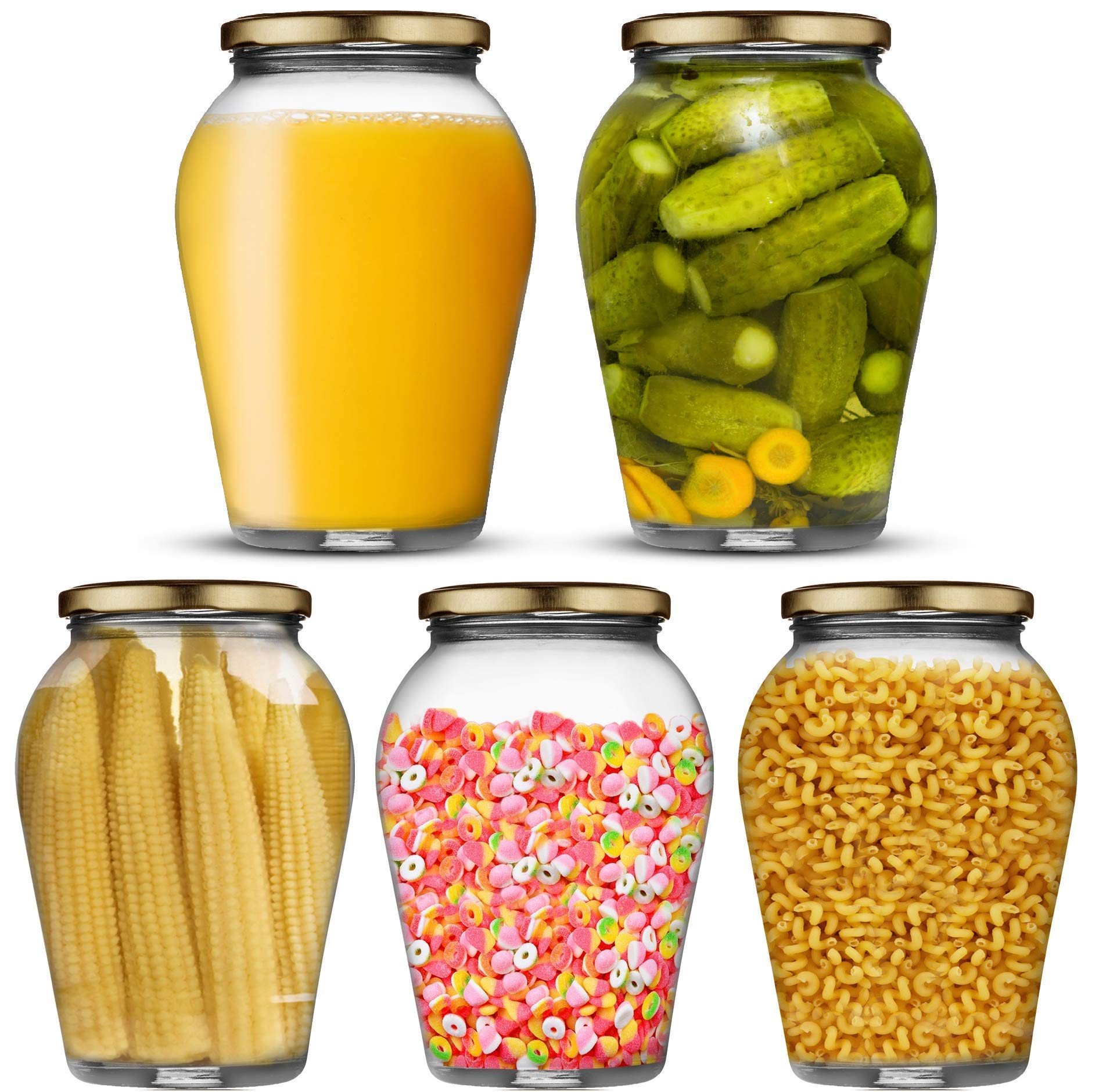STAR WORK 1000 ML Big Pot Glass Jar for Pickle Storage Dried Masla,Grocery,Grain Storage Jar (1) 5