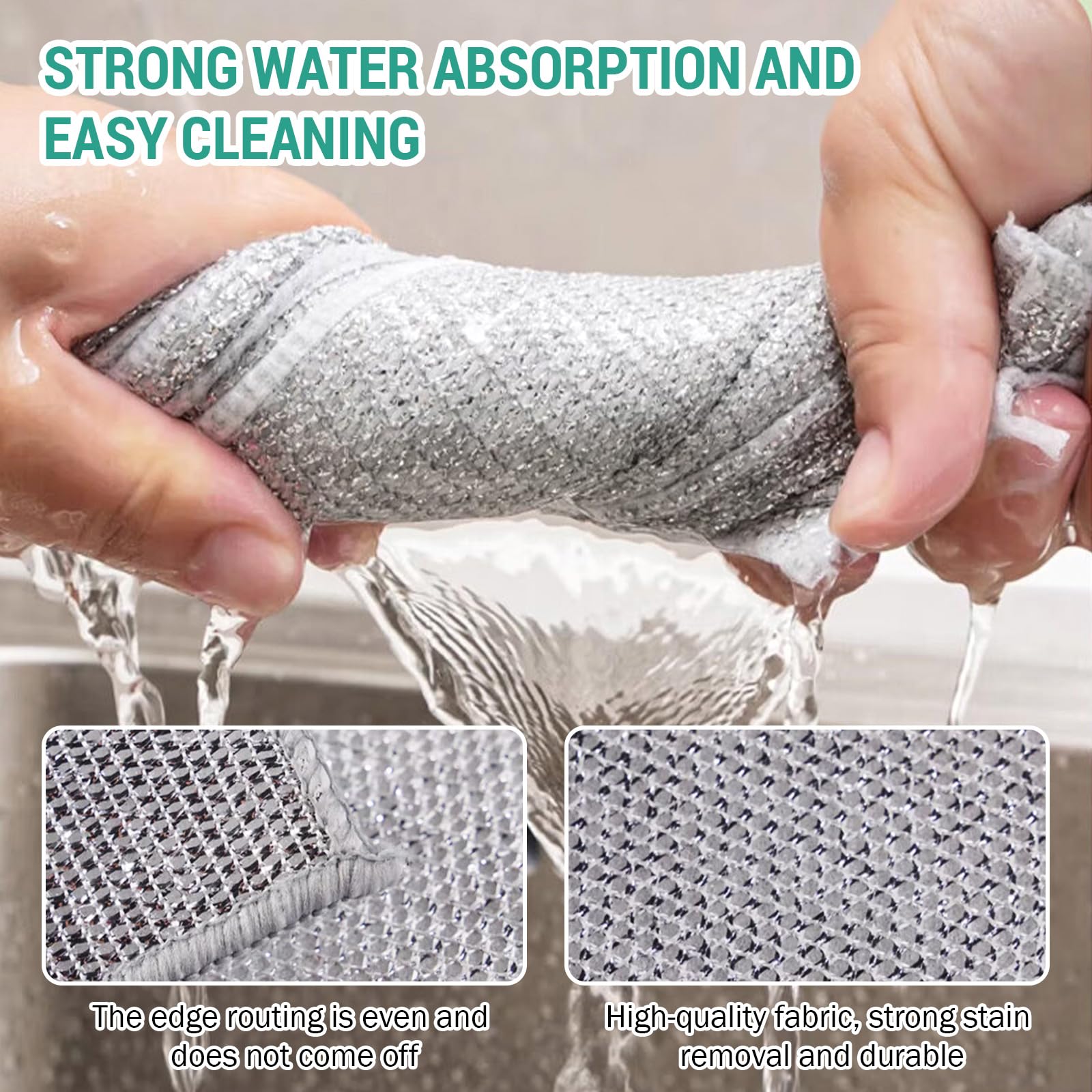 Wire Dishwashing Rag Double Layer, Dish Wash Cloths, Metal Dish Cloth, Steel Wool Scrubber Tool,Steel Wool Scrubber,Multipurpose Wire Dishwashing Tool for Kitchen (Pink Blue) 3