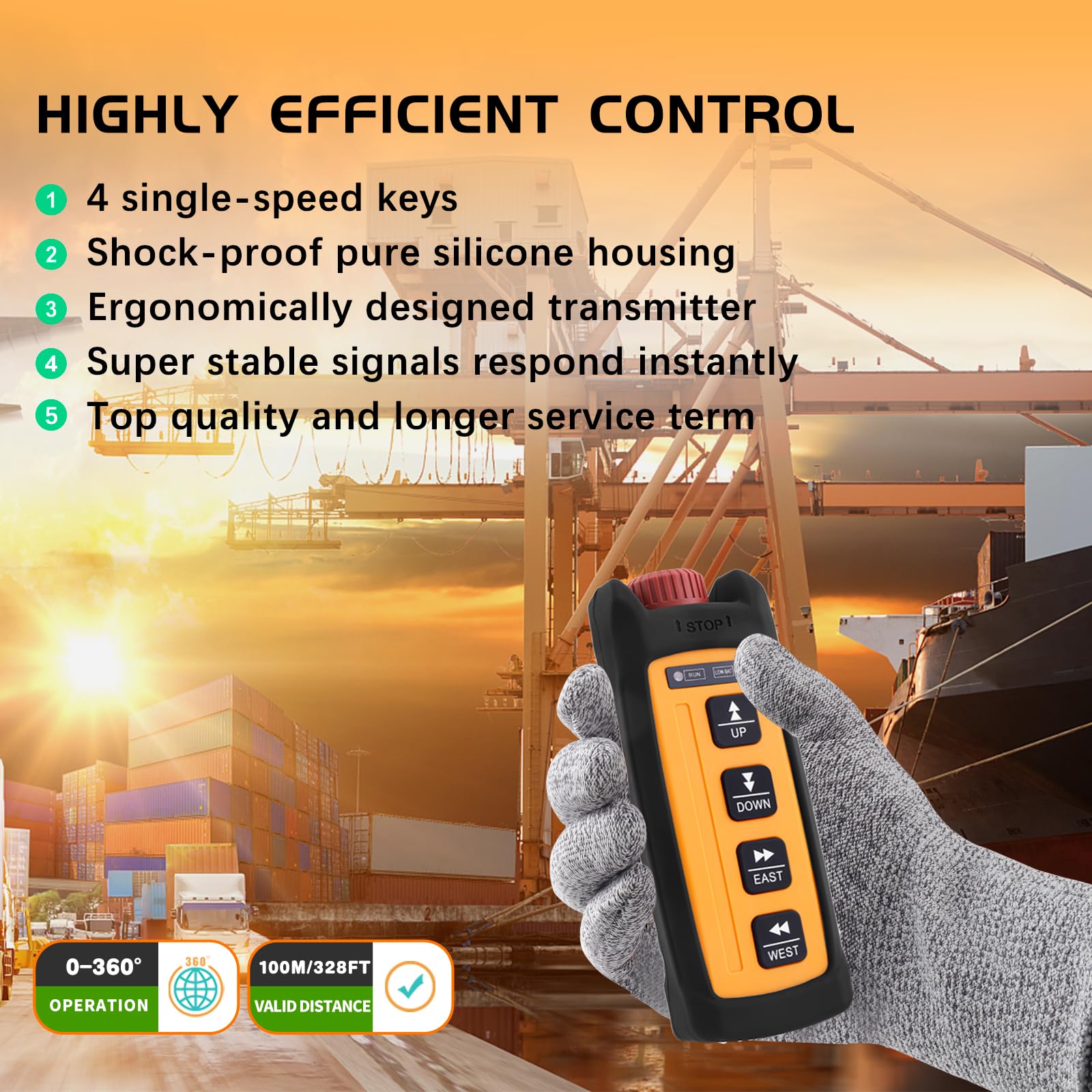 Wireless Lift Winch Trailer Electric Chain Hoist Crane Radio Remote Control Industrial 4 Channel Button (Mini Transmitter + 110V AC Receiver) 6