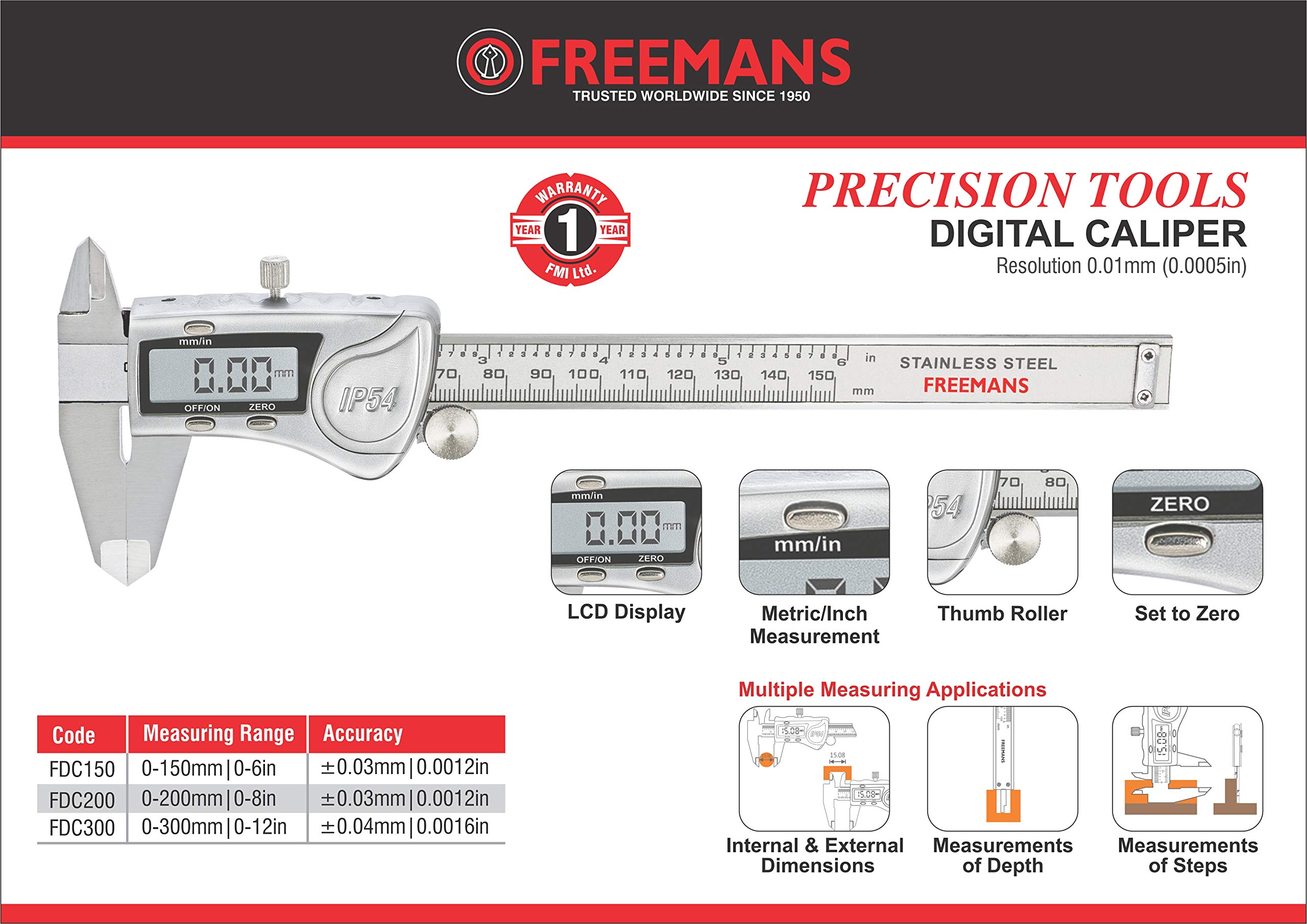 FREEMANS FDC300 Digital Caliper 300mm/12-Inch 3