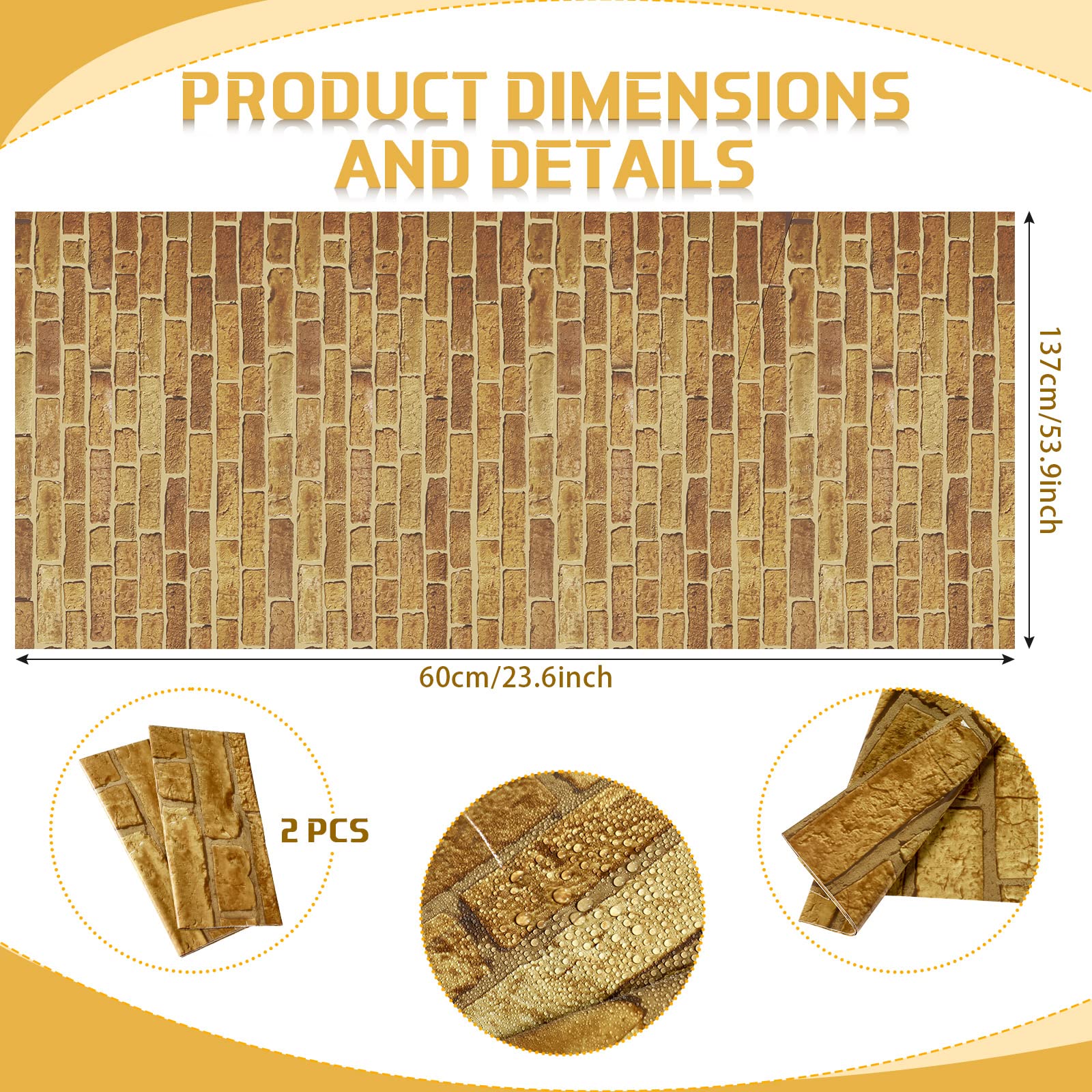 2 Sheet 4.5 x 9 Ft Brick Stone Wall Backdrop Stone Wall Scene Setter Brick Sheet Wallpaper Curtains Door Removable Brick Tablecloth Photo for Halloween Christmas Party Home Decor 3