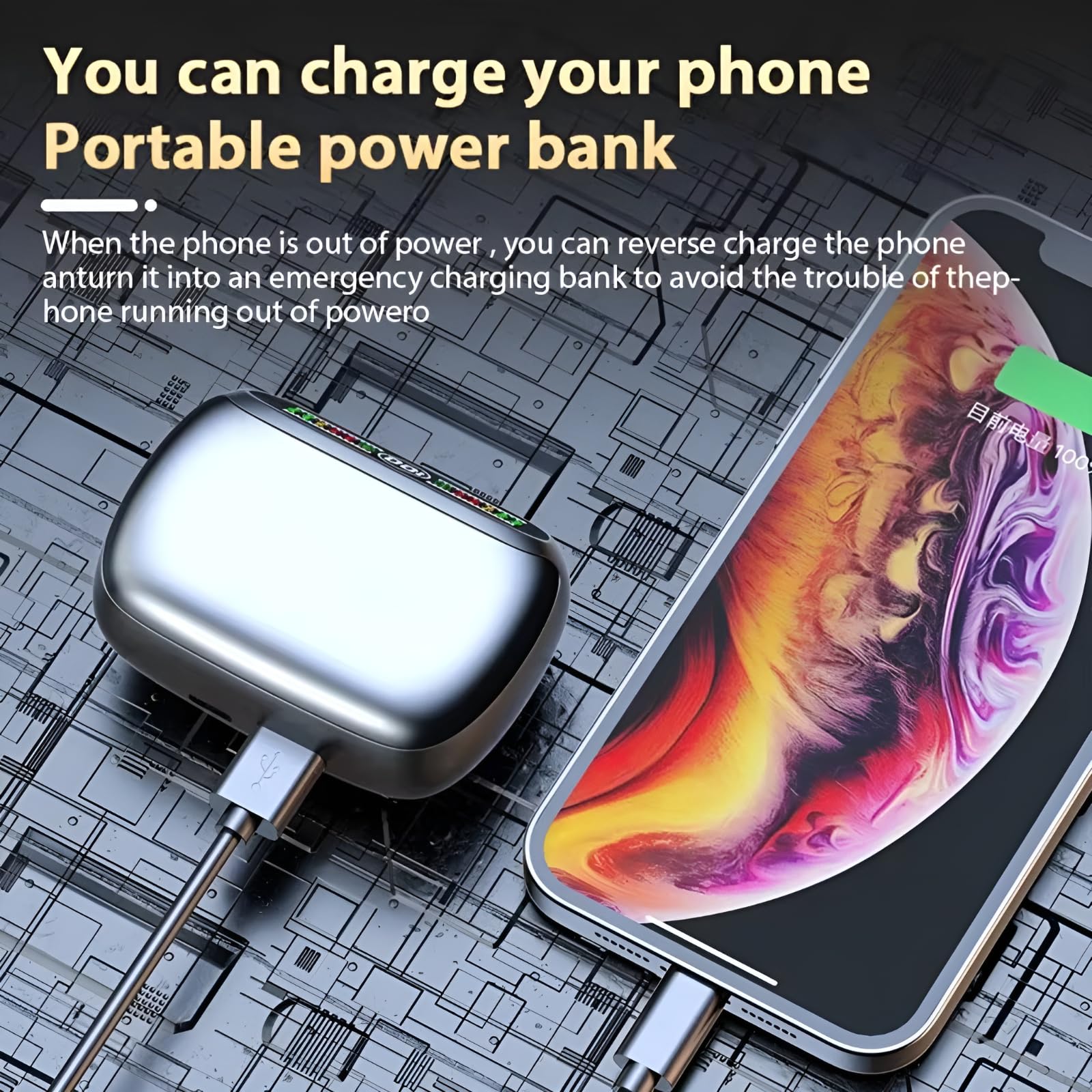 VEHOP Power TWS, Truly Wireless Earbuds with Reverse Charging Support, Bluetooth 5.3 with ENC, 35hrs Playtime, Battery Indicatore Display, IPX7 Sweat-Proof, Fast Charging, Built-in Mic with Deep Bass 3