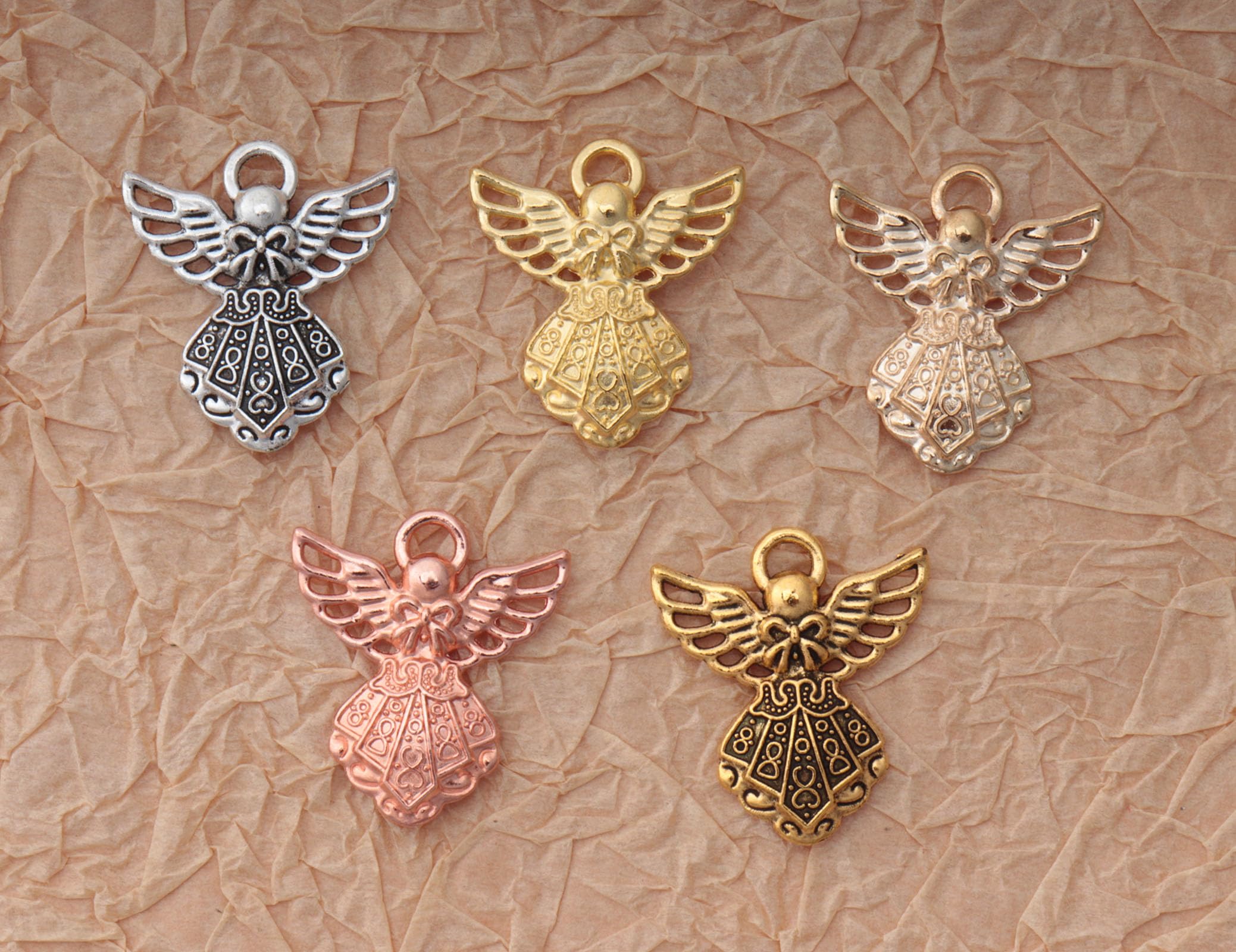 Ruwado 30 Pcs Angel Charms Vintage Silver Metal Cute 26 x 23 mm Vintage Pendants for DIY Jewelry Making Kit Necklace Bracelet Earring Key Chain Crafting Scrapbooking Supplies (Colorful3) 4