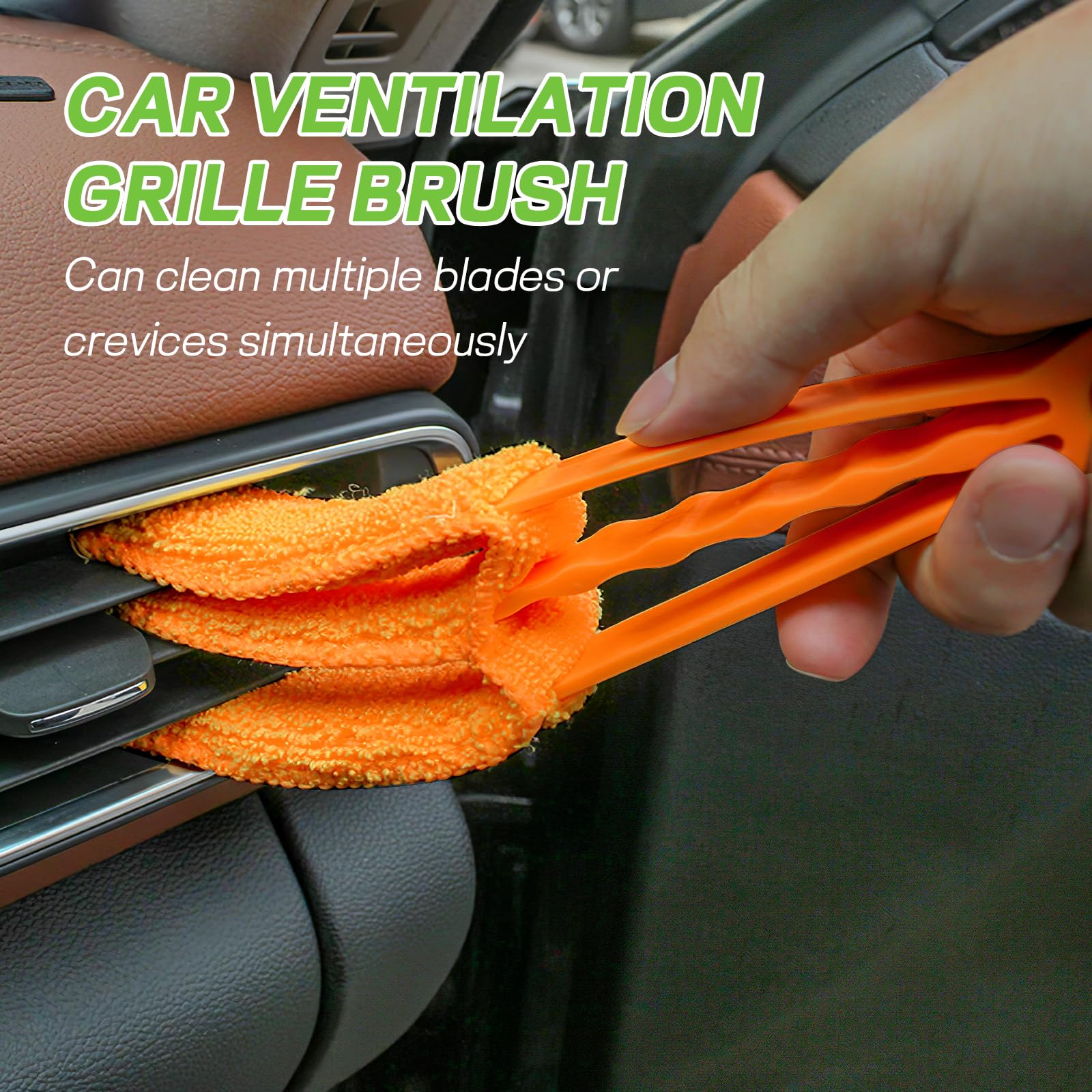 Hbxdeco 4PCS Blind Cleaner Duster Tool, Washable 7-Finger Window Venetian Blind Shutter Duster Brush, Hand-Held Automotive Cleaning Tool for Blinds, A/C Vent, Keyboard, Car Accessories (Orange) 6