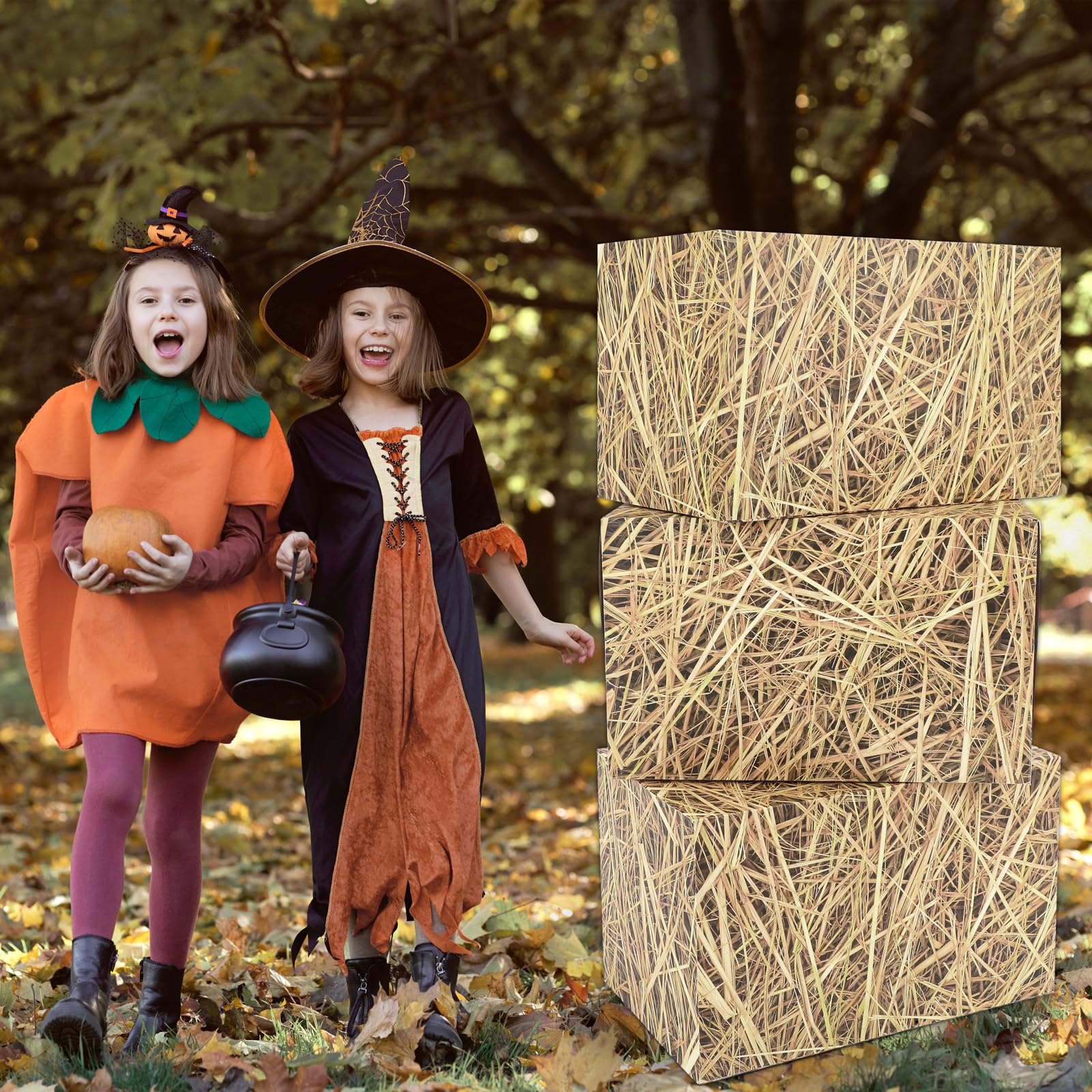 AmazingSpark 12pcs Hay Bales Paper Boxes Decor 15.7 x 9.8 x 9.8 Inch, Western Cowboy Party Straw Decor Box Photo Booth Props for Rustic Farm Country Farmhouse Retro Birthday Party Supplies 5