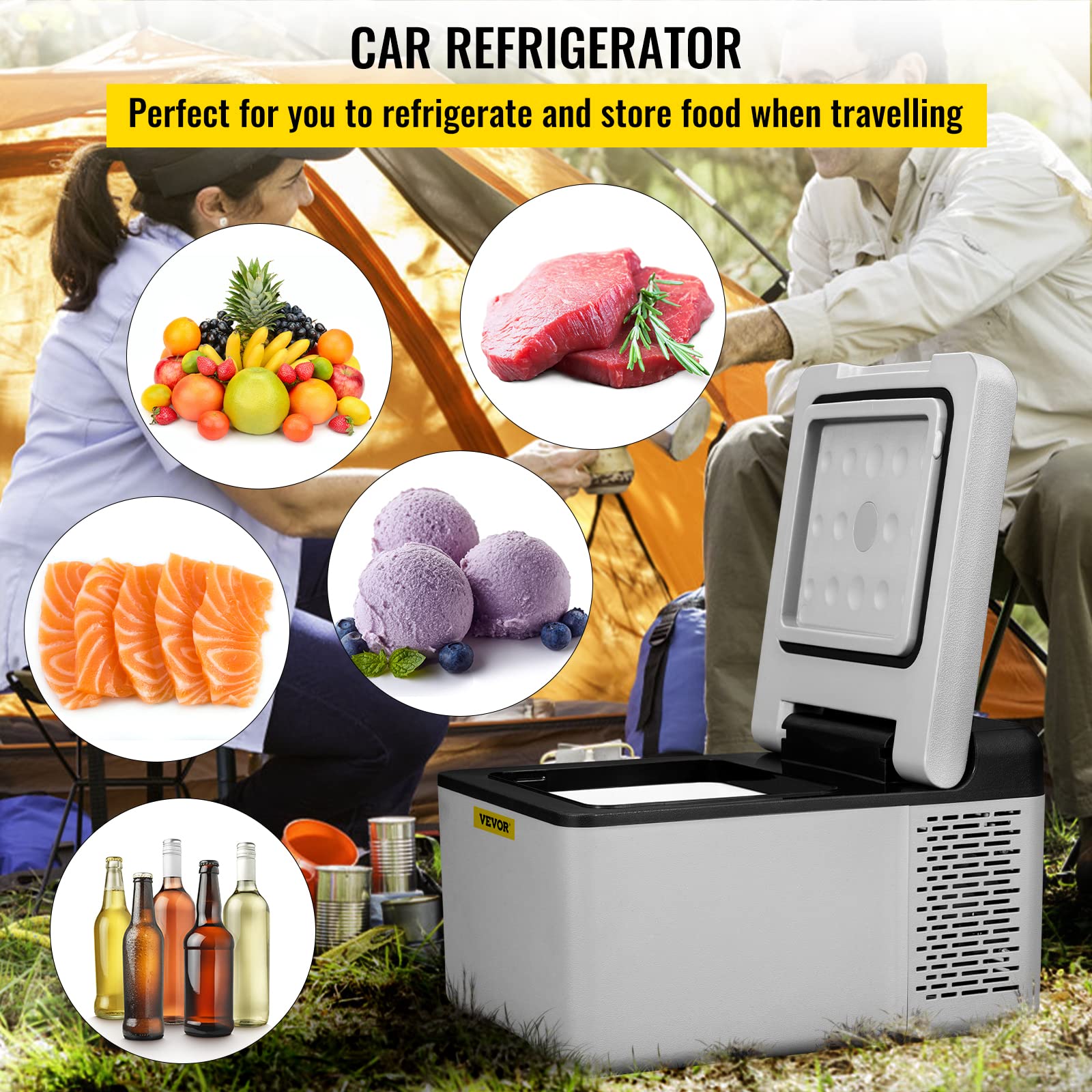 VEVOR 10 Quart 12 Volt Portable Mini Freezer Car Compressor Fridge Cooler 3