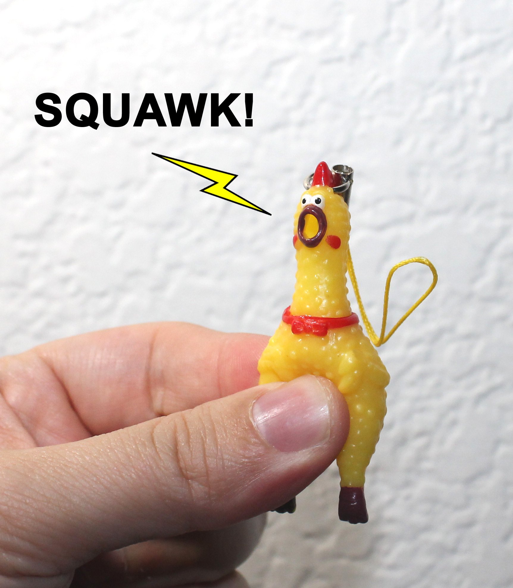 Lucore Home Mini 2 Inch Rubber Squawking Chicken Phone Charm - 2 Pcs Set Screaming Rubber Rooster Gag Novelty Squeaky Jewelry DIY Chicks 3