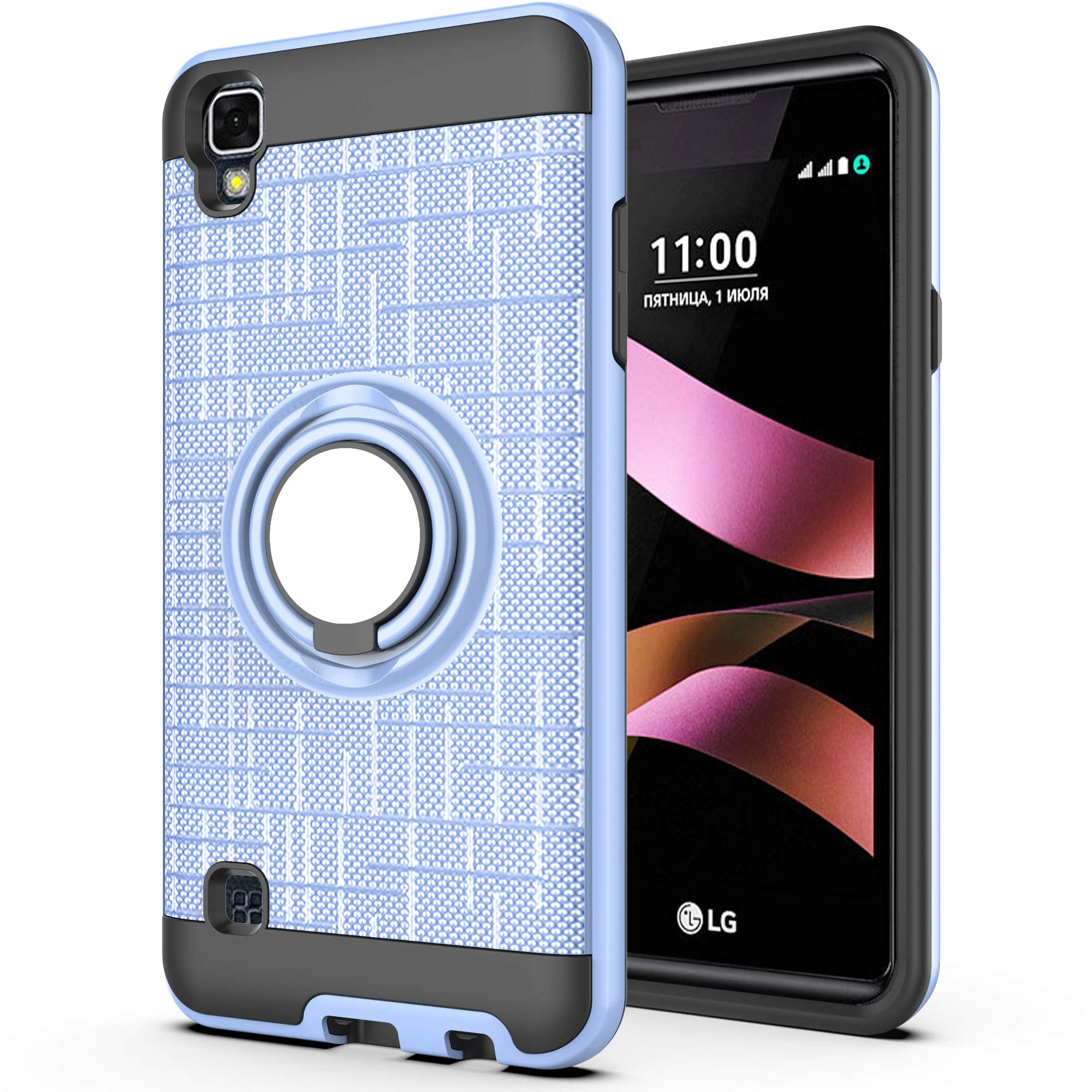 LG Tribute HD Case,LG X Style Case,LG Volt 3 Phone Cases with HD Phone Screen Protector,YmhxcY 360 Degree Rotating Ring & Bracket Dual Layer Resistant Back Cover for LG LS676-ZH Metal Slate 2