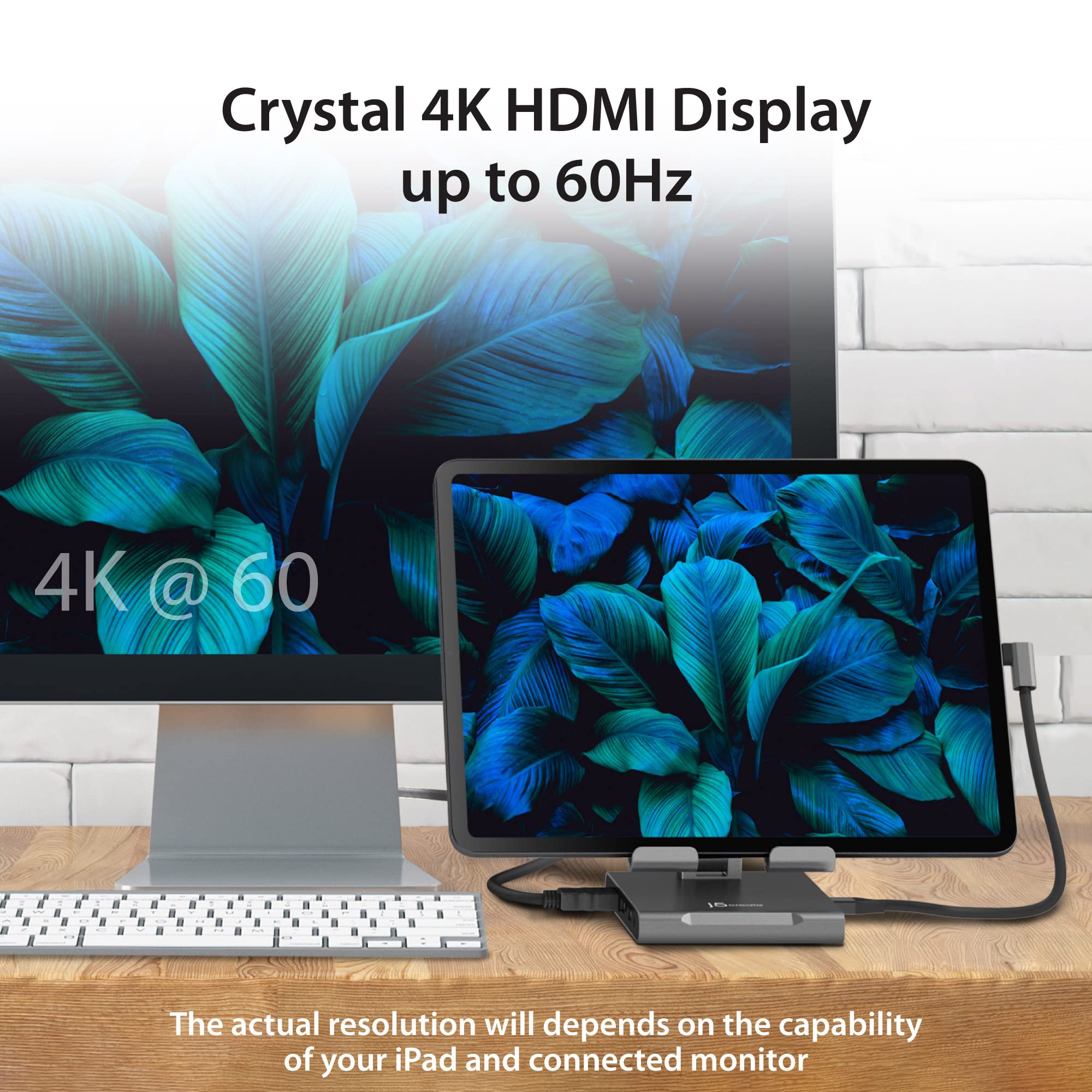 j5create Adjustable Tablet Stand with USB Type C Docking Station for iPad Pro/Air/mini : 4K60 HDMI, 2 x USB-A 5Gbps, 100W PD Charging, microSD/SD Card Reader, 3.5mm Audio Jack (JTS224) 3