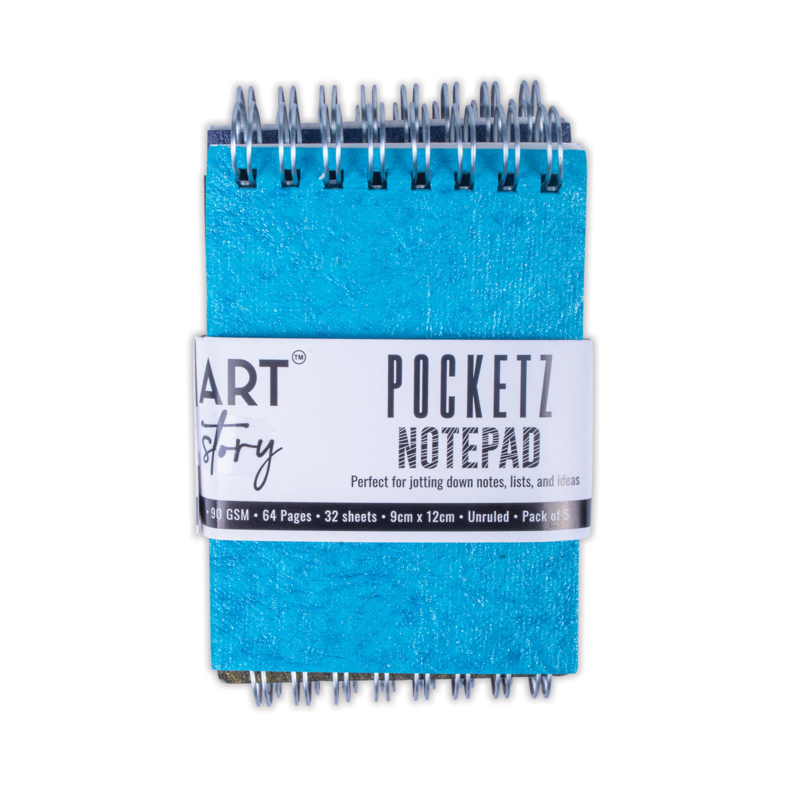 Little Birdie Art Story Simply Chic Pocket Spiral Bound Notebook Set with Assorted Leather Paper Cover Page 7.5 X 10.5cm Artist Paper 115gsm 20Sheets Pack of 5 1