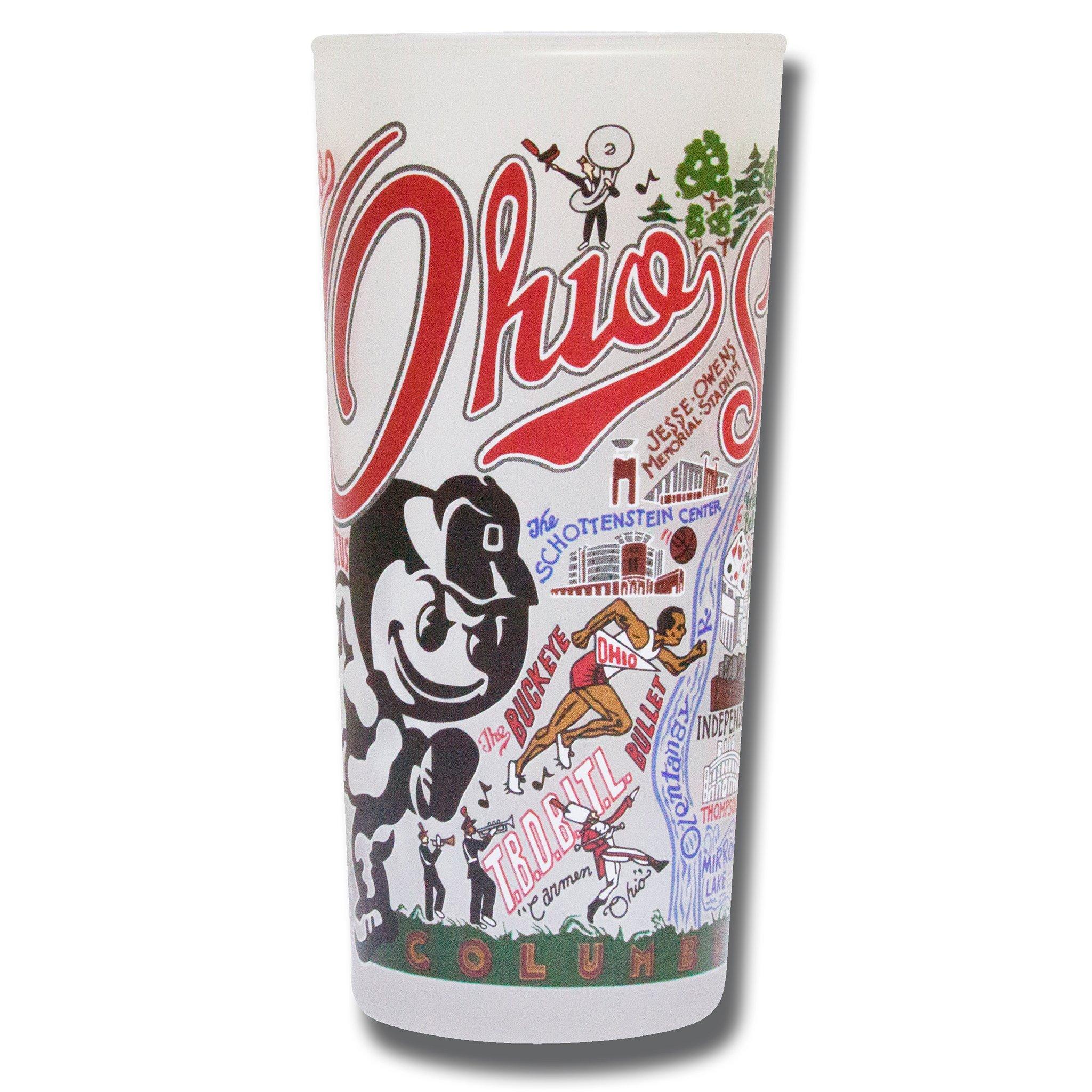 Catstudio Drinking Glass, Ohio State University Glass Cup for Kitchen, 15oz Dishwasher Safe Tumbler for OSU Alumni 1