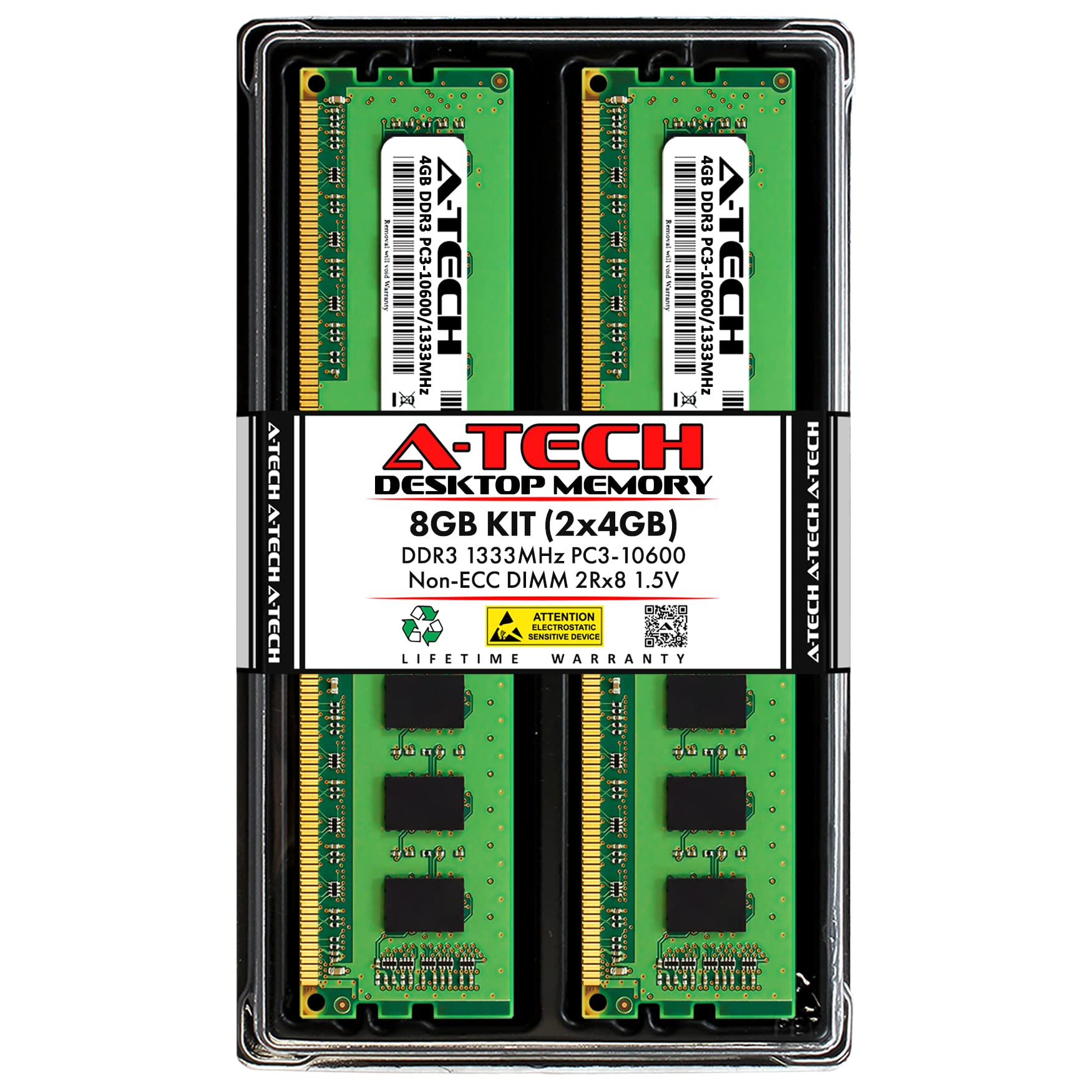 A-Tech 8GB Kit (2x4GB) RAM for Dell OptiPlex 9010, 7010, 3010, 990, 980, 790, 390 (USFF/SFF/MT/DT) | DDR3 1333 MHz DIMM PC3-10600 UDIMM Memory Upgrade