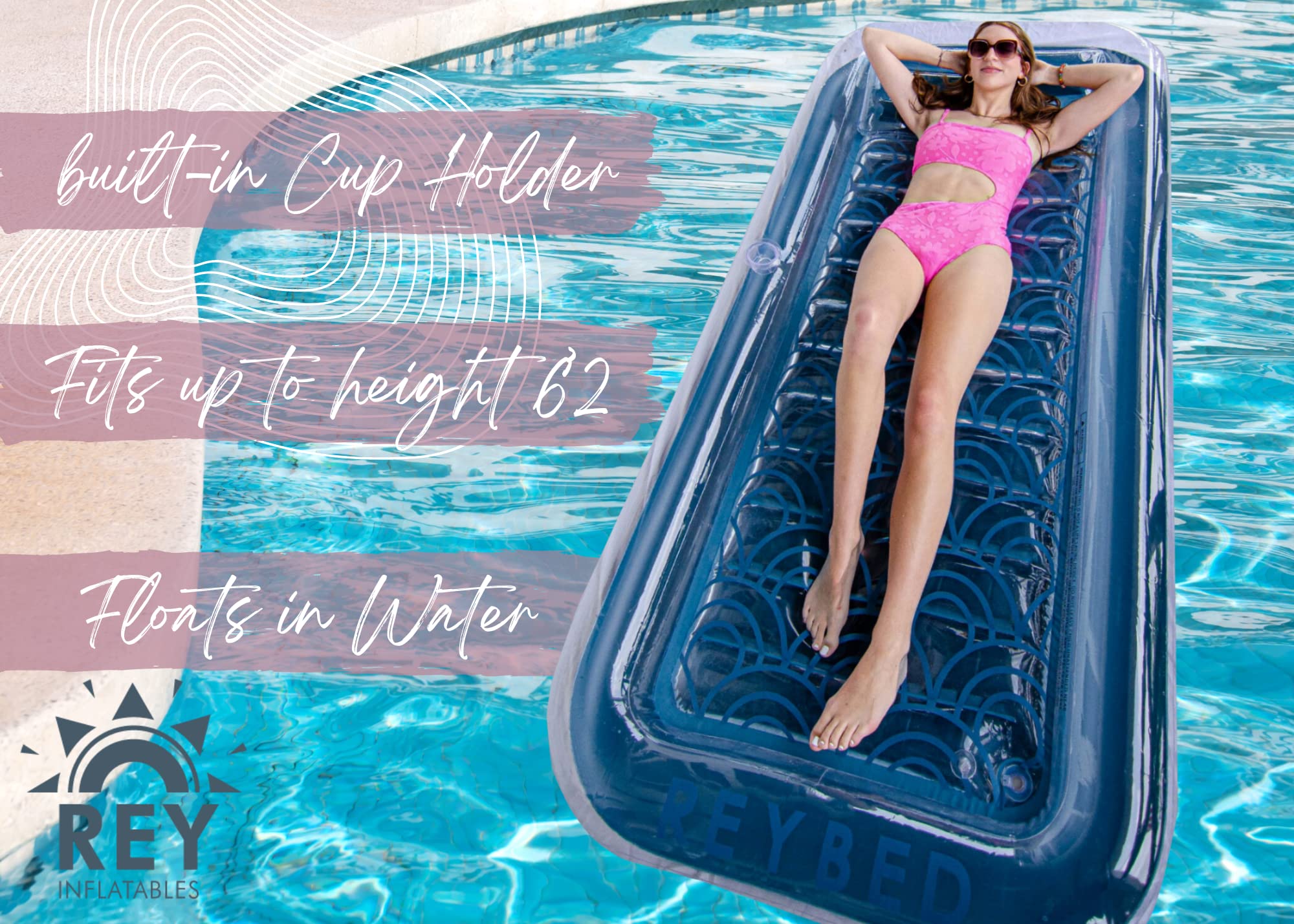 Rey INFLATABLES Inflatable Adult Tanning Pool I Suntan Tub – Outdoor Lounge Pool I Adult Kiddie Blow Up Pool I Blowup One Person Personal Pool for Relaxation and Sunbathing 3