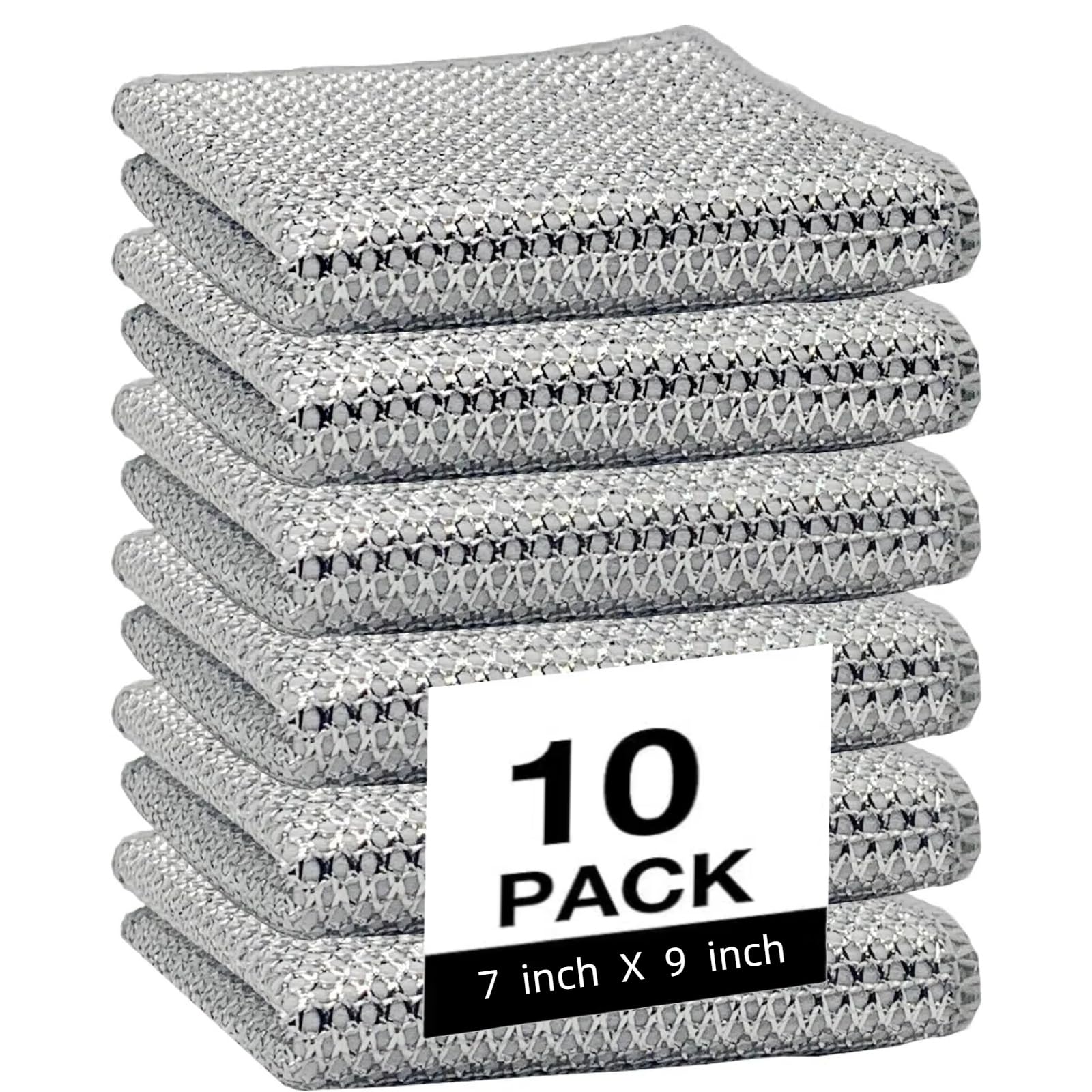 Otodikat 2024 Upgrade Scratchfree Wire Dishcloth Kitchen Dish Towels Tableware Scrubber Bathroom Doors and Windows Cleaning Cloths Household Non Scratch Wire Dishcloth 10pcs Steel Wool Scrubber 1