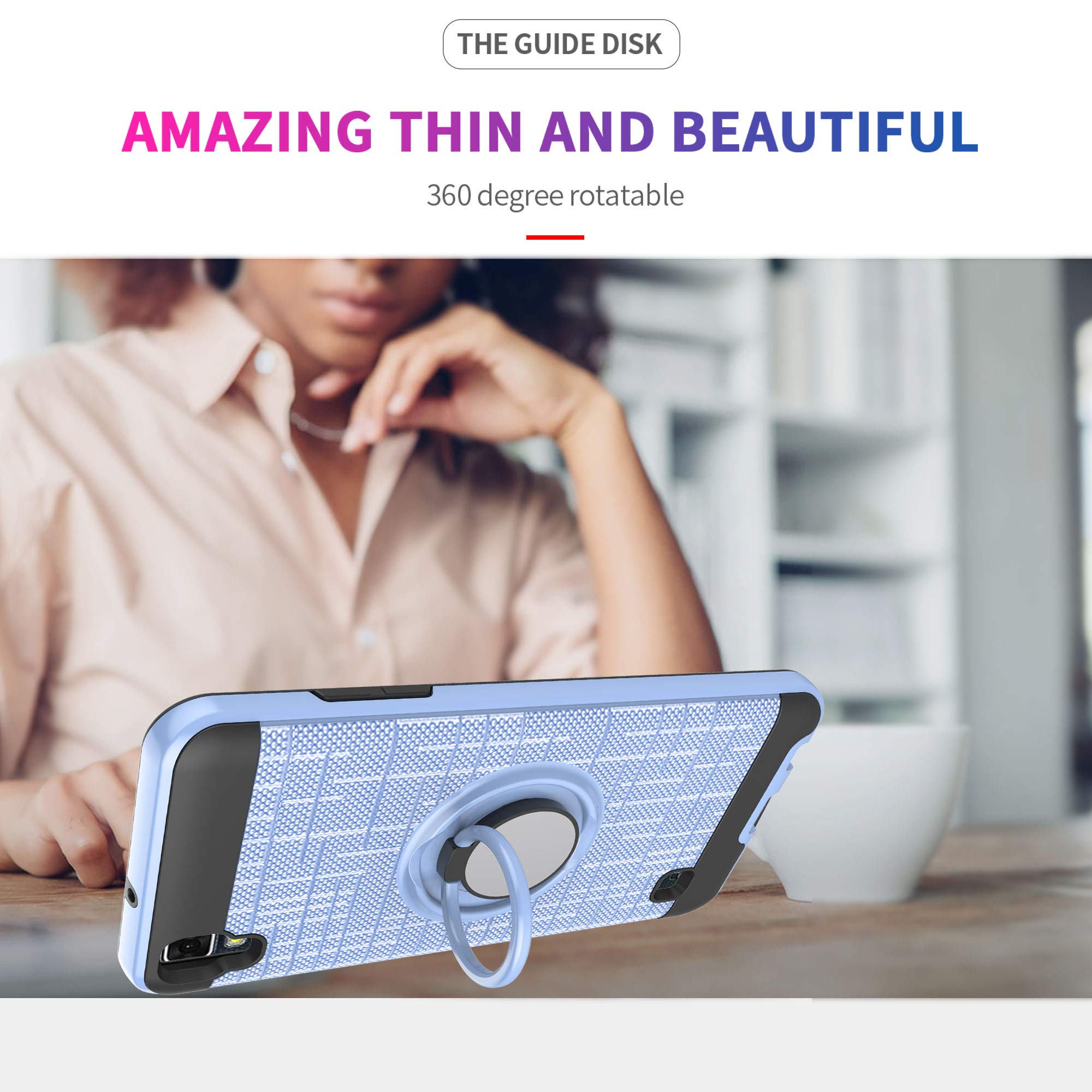 LG Tribute HD Case,LG X Style Case,LG Volt 3 Phone Cases with HD Phone Screen Protector,YmhxcY 360 Degree Rotating Ring & Bracket Dual Layer Resistant Back Cover for LG LS676-ZH Metal Slate 3