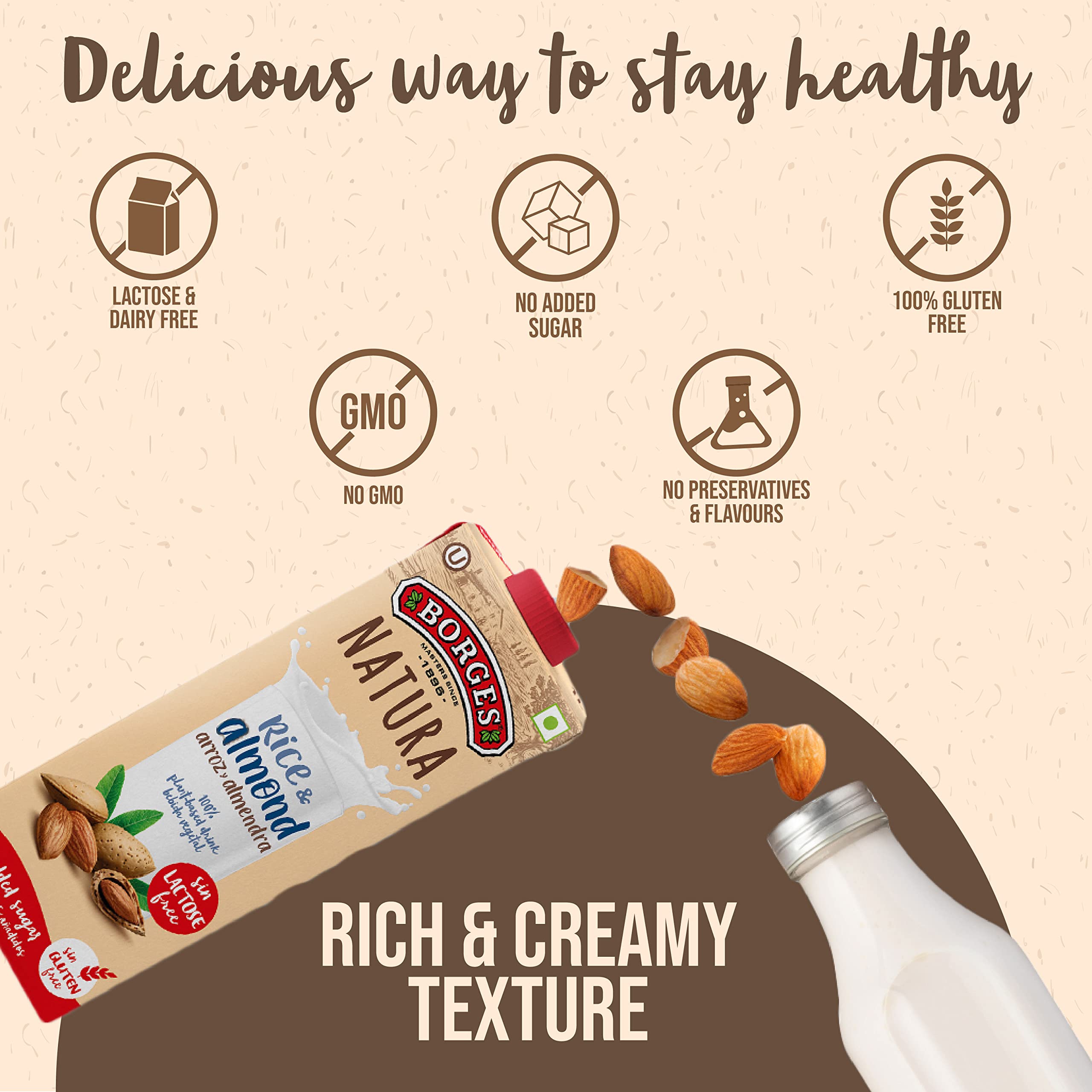 Borges Natura Rice & Almond Drink, Pack of 2 4