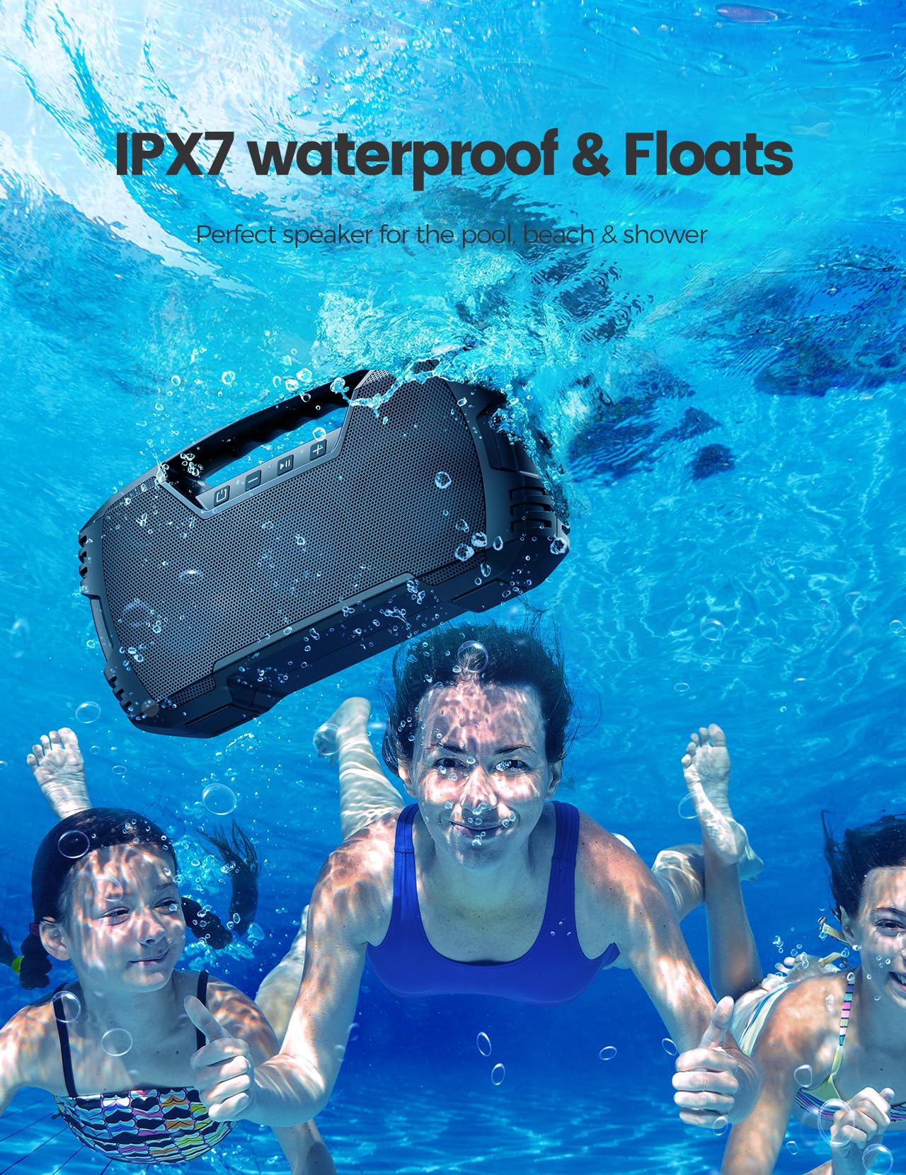 Portable Wireless Bluetooth Speaker, 40W Loud Sound IPX7 Waterproof Speaker, 32H Playtime, Rich Bass, Bluetooth 5.0, TWS Pairing, Built-in Mic, Outdoor Speaker for Home, Party, Pool, Beach-Red 3