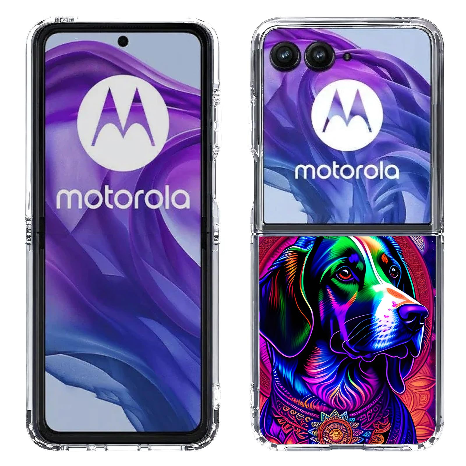 Bcov Case for Motorola Razr Plus 2024,Floral Dog Mandala Anti-Scratch Solid Hard case Protective Shookproof Phone Cover for Motorola Razr Plus 2024/Razr+ 2024 1