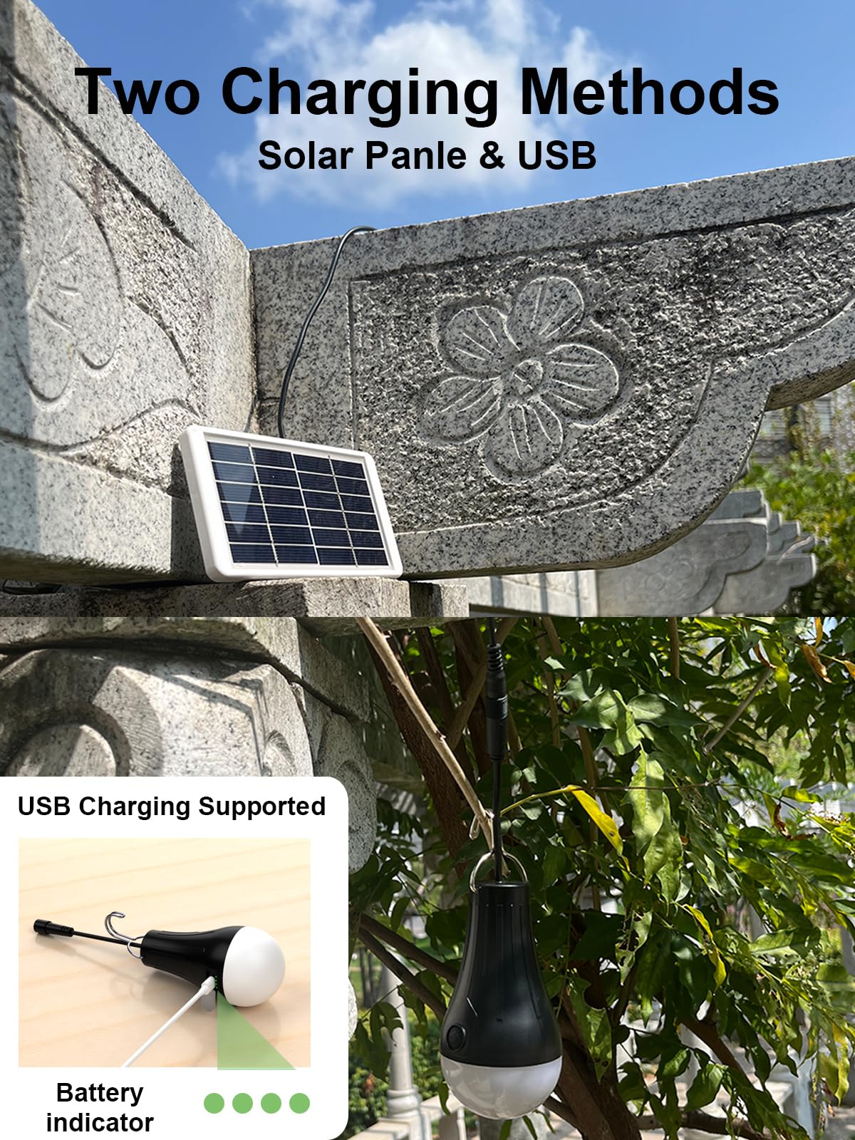 LOTOFIT Portable Solar Light Bulbs Outdoor Waterproof, Dusk to Dawn Solar Chicken Coop Lights with 3CCT(3000K/4000K/6000K), 4 Lighting Modes for Indoor, Shed, Emergency, Chicken Coop Accessories 6