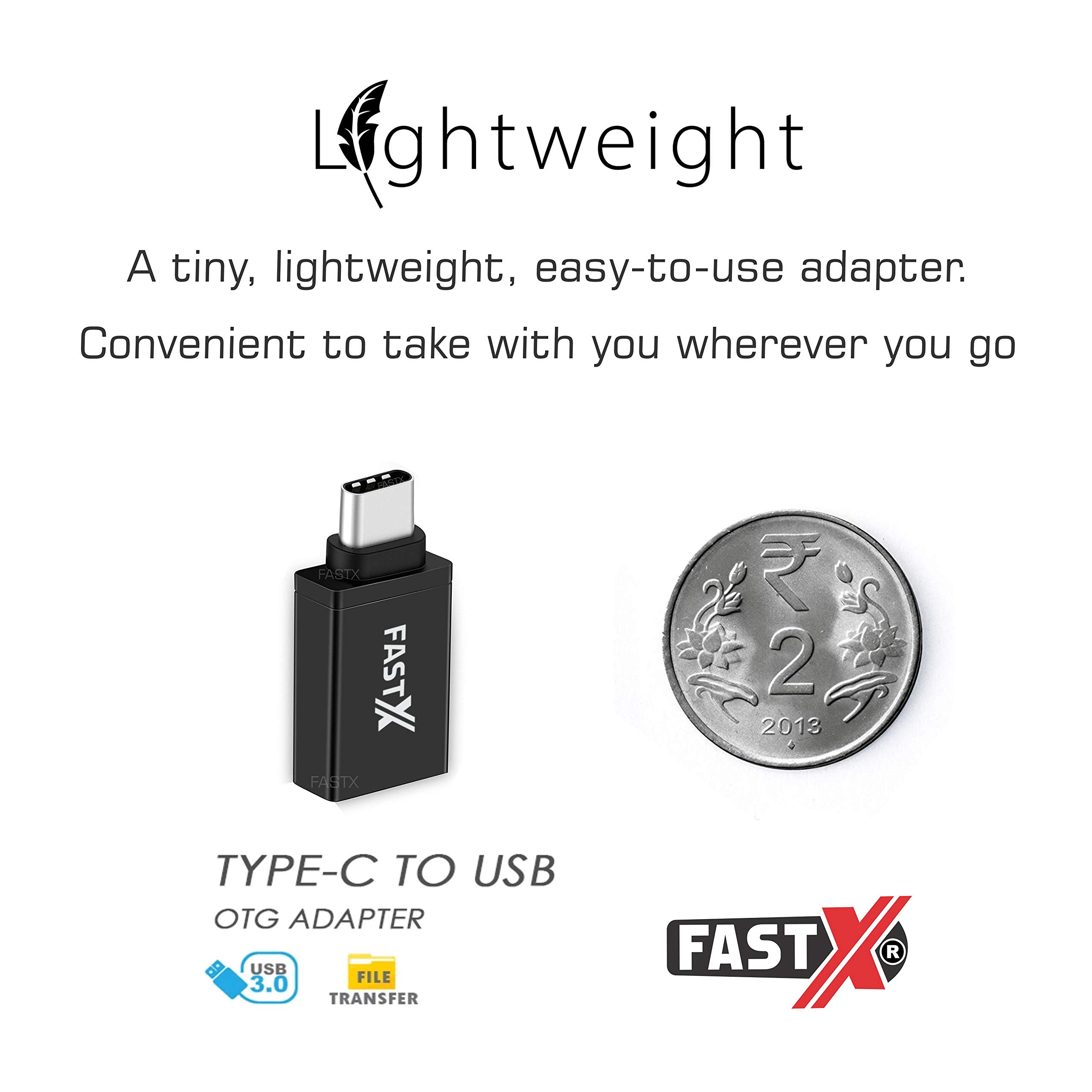 FASTX™ New Metal USB Type C Adapter, USB A to USB C 3.0 Male OTG Adapter/Converter for Laptop, Mobile & other Compatible C Type Devices, with OTG Support 6