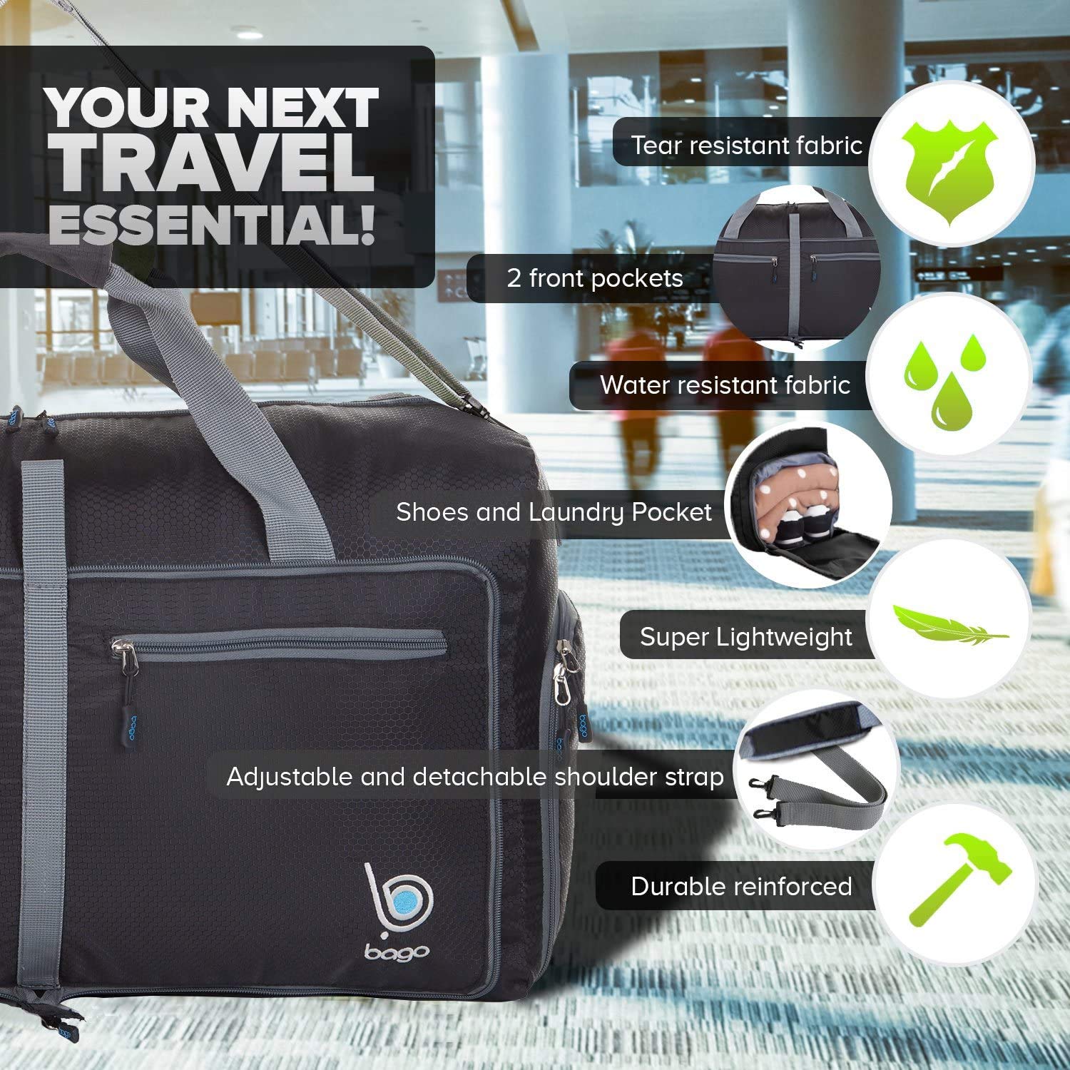 Bago Travel Bundle: 4 Packing Cubes & 120L Duffel Bag Set - Organize and Carry with Ease 3