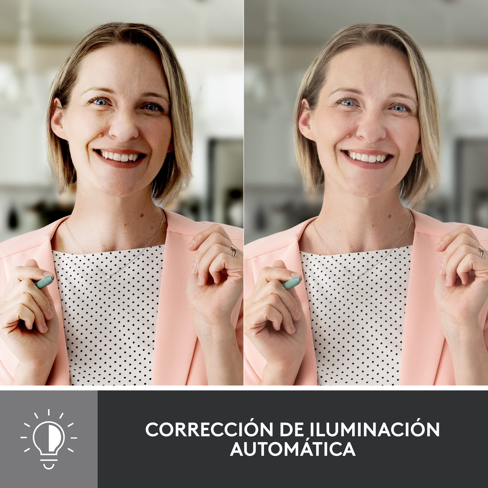 Logitech Brio 500 Full HD Webcam: Auto Light Correction, Auto-Framing, Viewing, Noise Reduction Mics, Privacy Webcam, for Microsoft Teams, Google Meet, Zoom - White 4