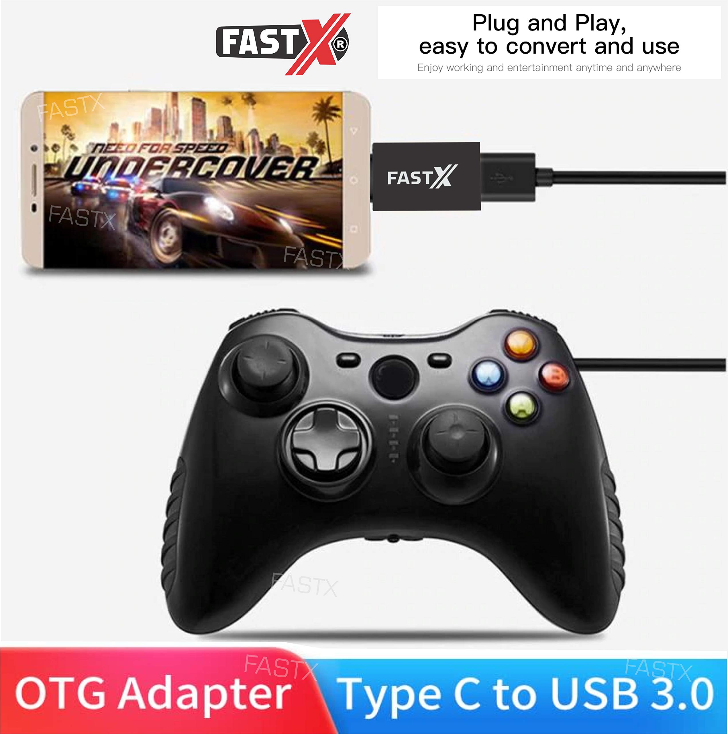 FASTX™ New Metal USB Type C Adapter, USB A to USB C 3.0 Male OTG Adapter/Converter for Laptop, Mobile & other Compatible C Type Devices, with OTG Support 5
