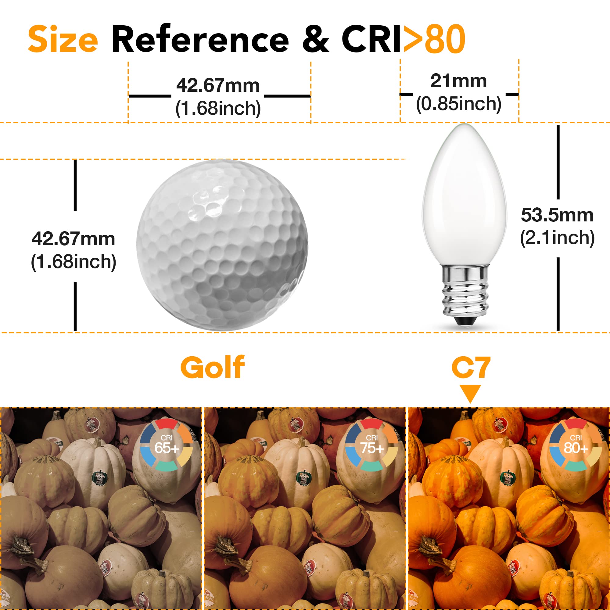 Low Watt Led Light Bulbs 0.5W Equivalent 5W Incandescent Small Night Light Bulb Warm White 2700K Milky C7 Candelabra Led Light Bulbs for Wall lamp Chandeliers E12 Screw Base Low Lumens Light Bulbs 3