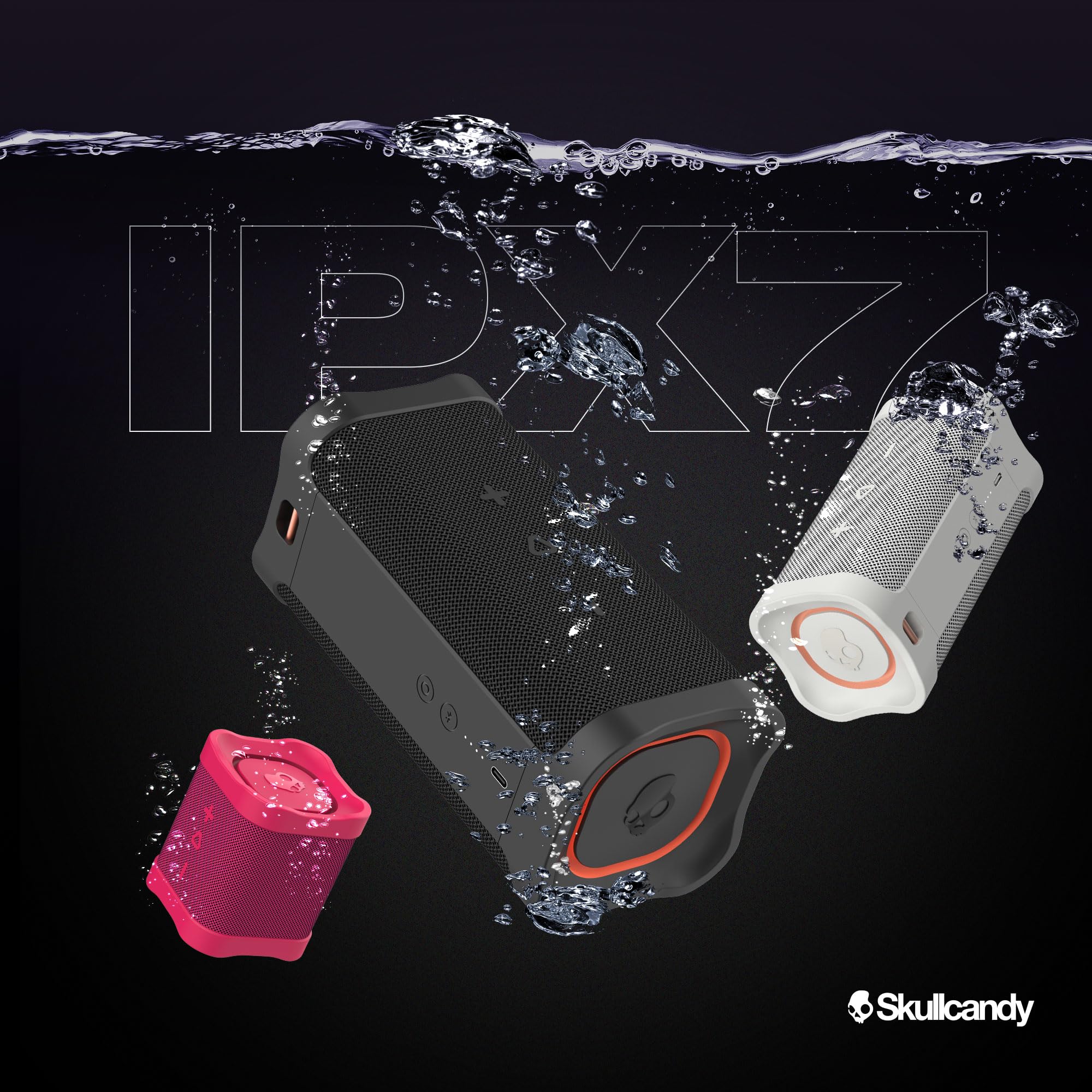 Skullcandy Terrain XL Wireless Bluetooth Speaker - IPX7 Waterproof Portable Speaker, 18 Hour Battery, Nylon Wrist Wrap, True Wireless Stereo (Pink) 3