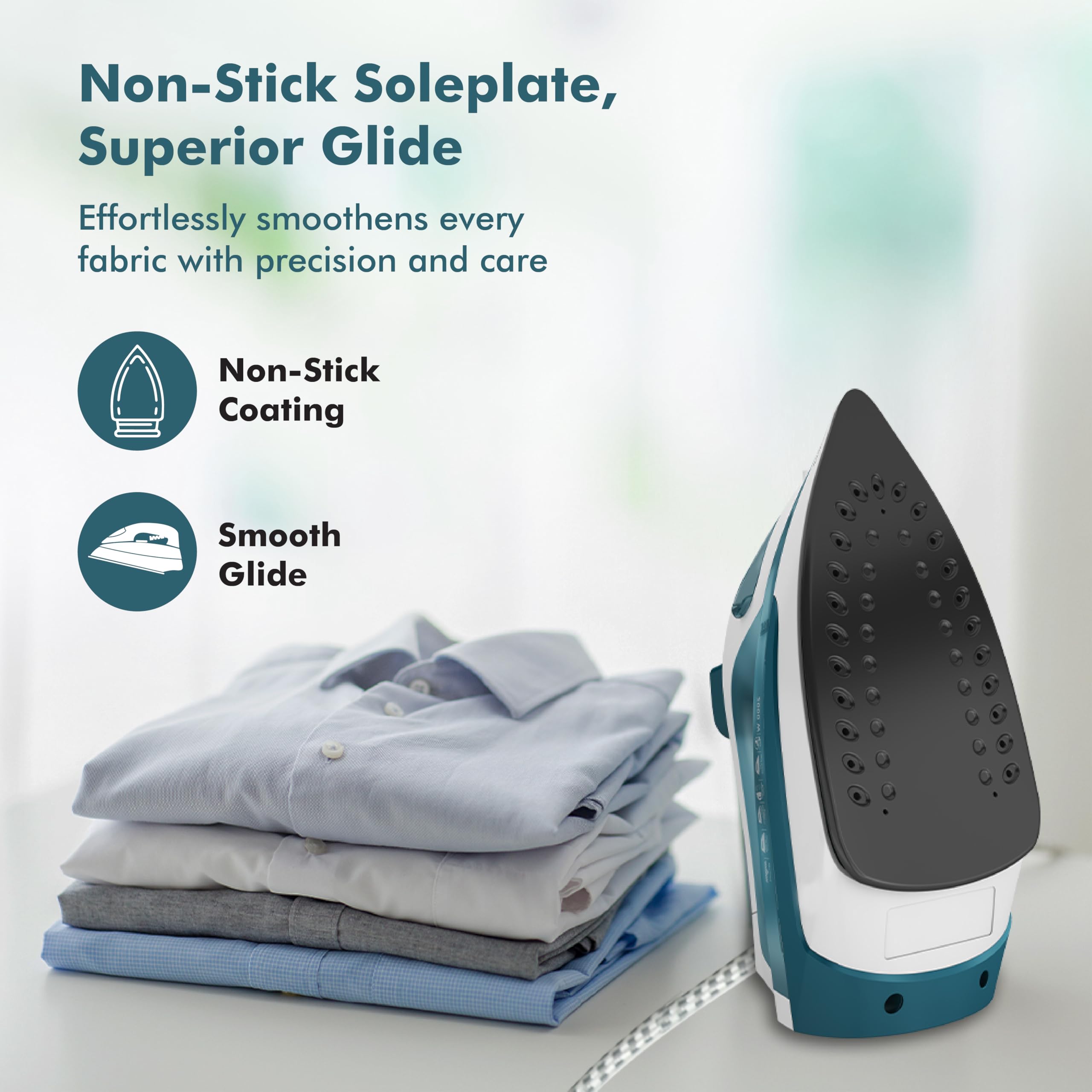 Havells Ventura 2000 Watt Steam Iron with Self Cleaning Function|Vertical & Horizontal Ironing|220 ml Tank for Longer Ironing|High Steaming Rate upto 15 gm/min|2Yr Manufacturer Warranty(Turquoise) 6