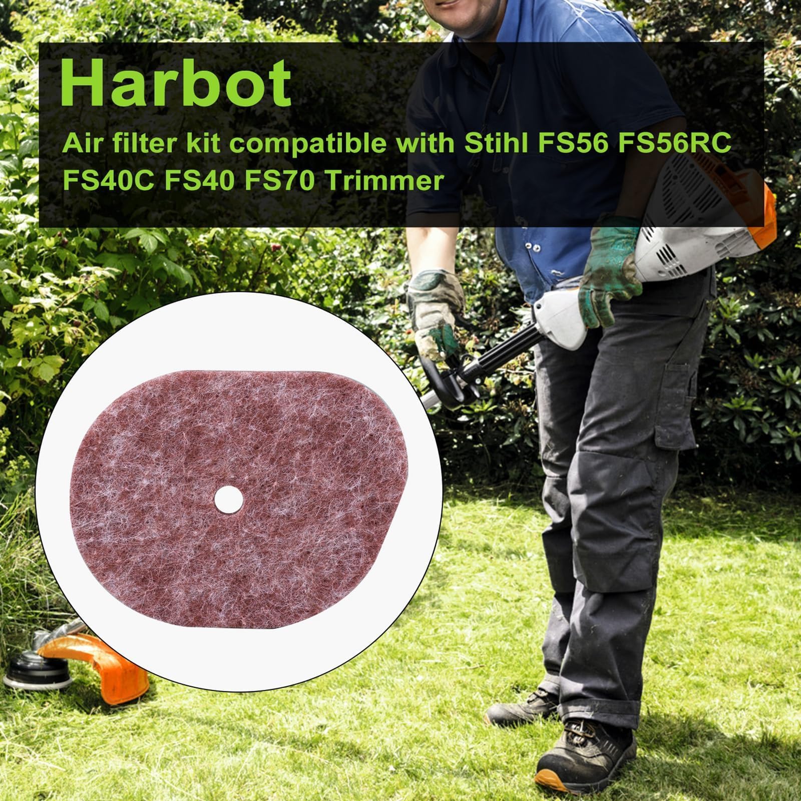 Harbot FS56RC Air Filter for STIHL FS 56 RC FS40C FS56 FS70 KM56RC FS40 KM56 FC56C FC70 FC56 FS50C FS70RC FS50 FS56C Trimmer Parts 4144-124-2800 W Fuel Hose Spark Plug 2