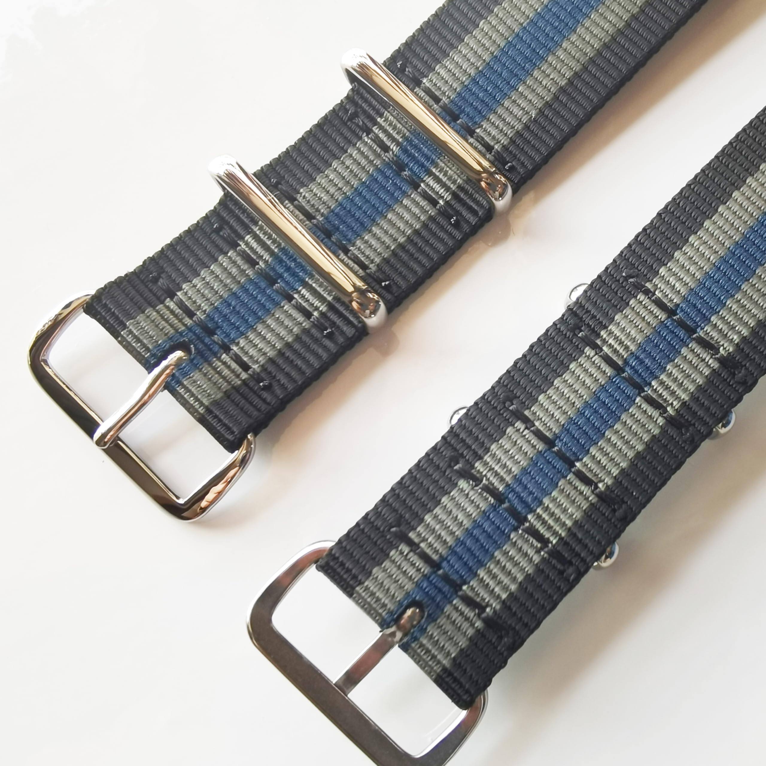 Generic 22 mm Nylon Wrist Watch Bands Nylon Watch Straps Nylon Watch Belt 22mm Nylon Watch Strap 22 Millimeter Watch Band Convas, Black/Gray/Navy 3