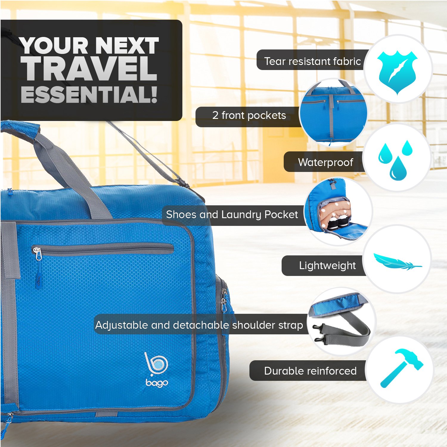 Bago Travel Bundle: Packing Cubes & 60L Duffel Bag Set - Organize and Carry with Ease 3