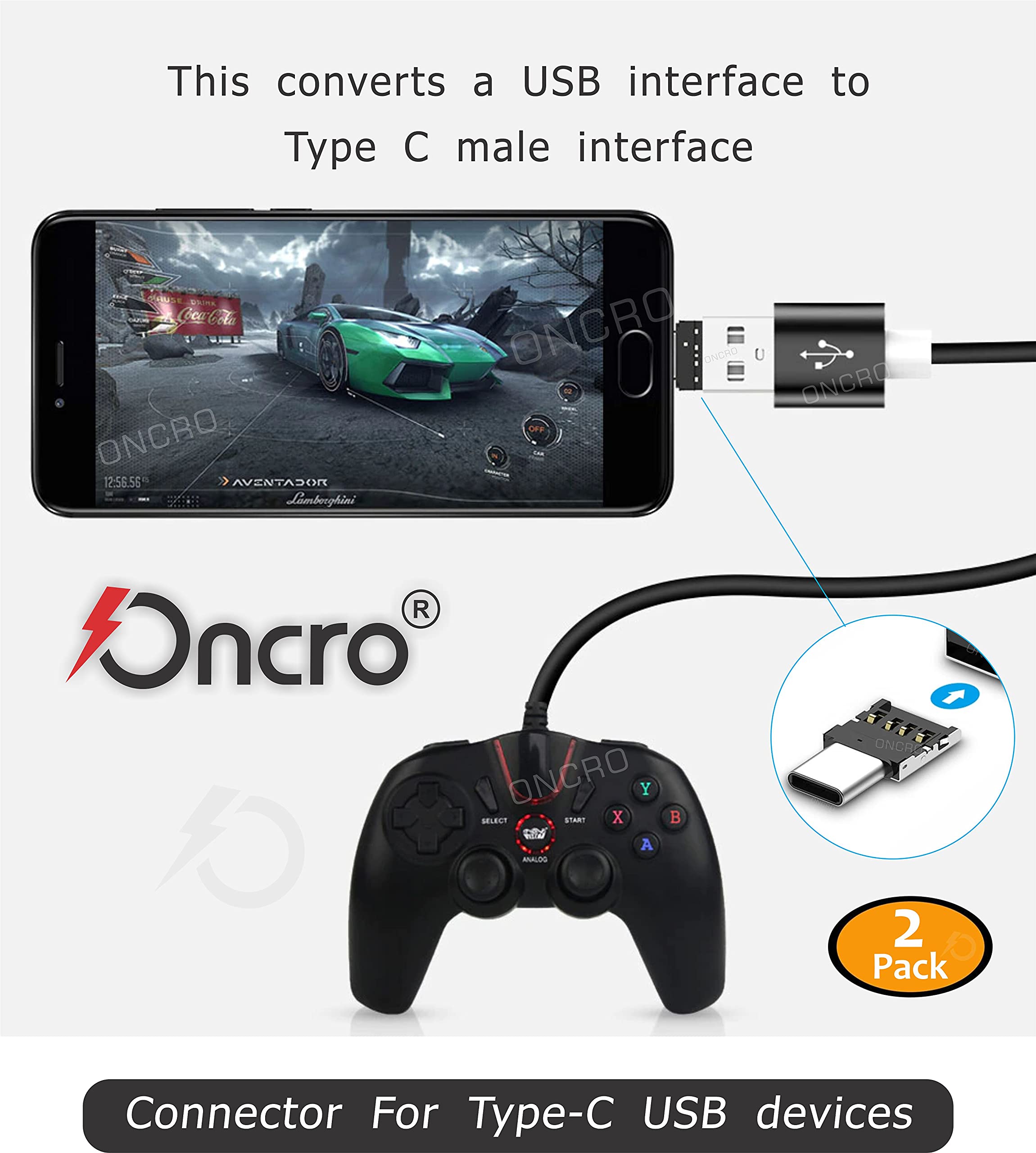 ONCRO® otg connector for mobile type c, ultra mini Nano Type c to USB OTG Adapter Converter Mini jack connector for Android Phone pendrive flash drive Tablet PC Laptop USB OTG Adapter smart phones mobile 2