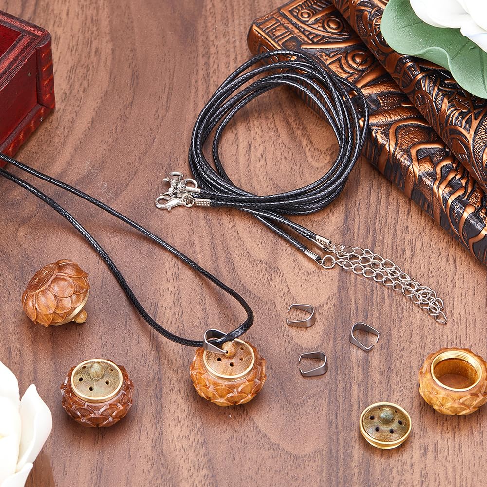 SUNNYCLUE Wood Lotus Necklace Making Kit Flower Charms Bulk Detachable Wood Box Charm Wooden Flower Wooden Lotus Box Pendants for Jewelry Making Kits DIY Craft Aromatherapy Supplies 5
