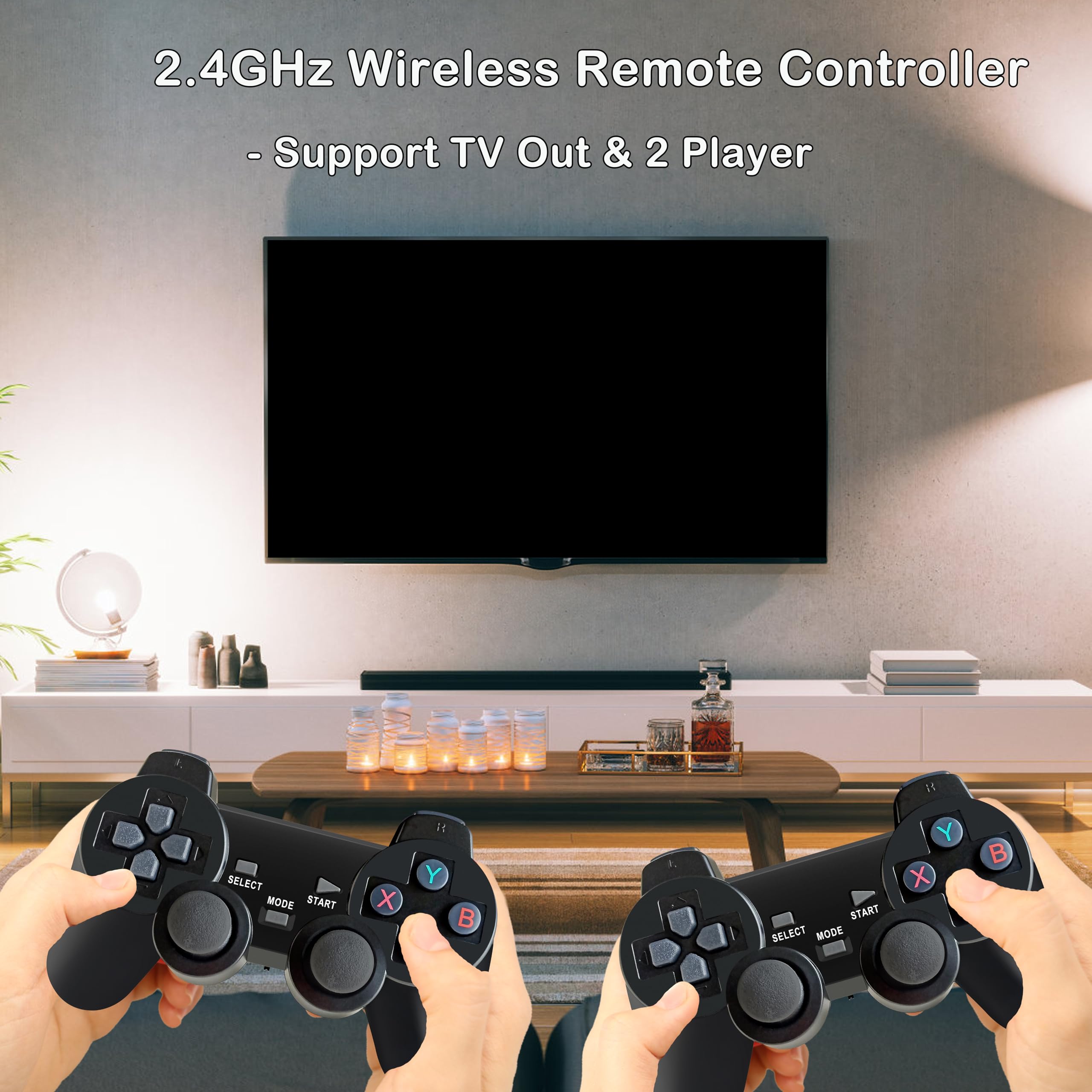 Retro Game Console, Plug and Play Video Game Console Built-in 9 Emulators, 20,000+ Games, 4K HDMI Output for TV with Dual Controllers（Black 3