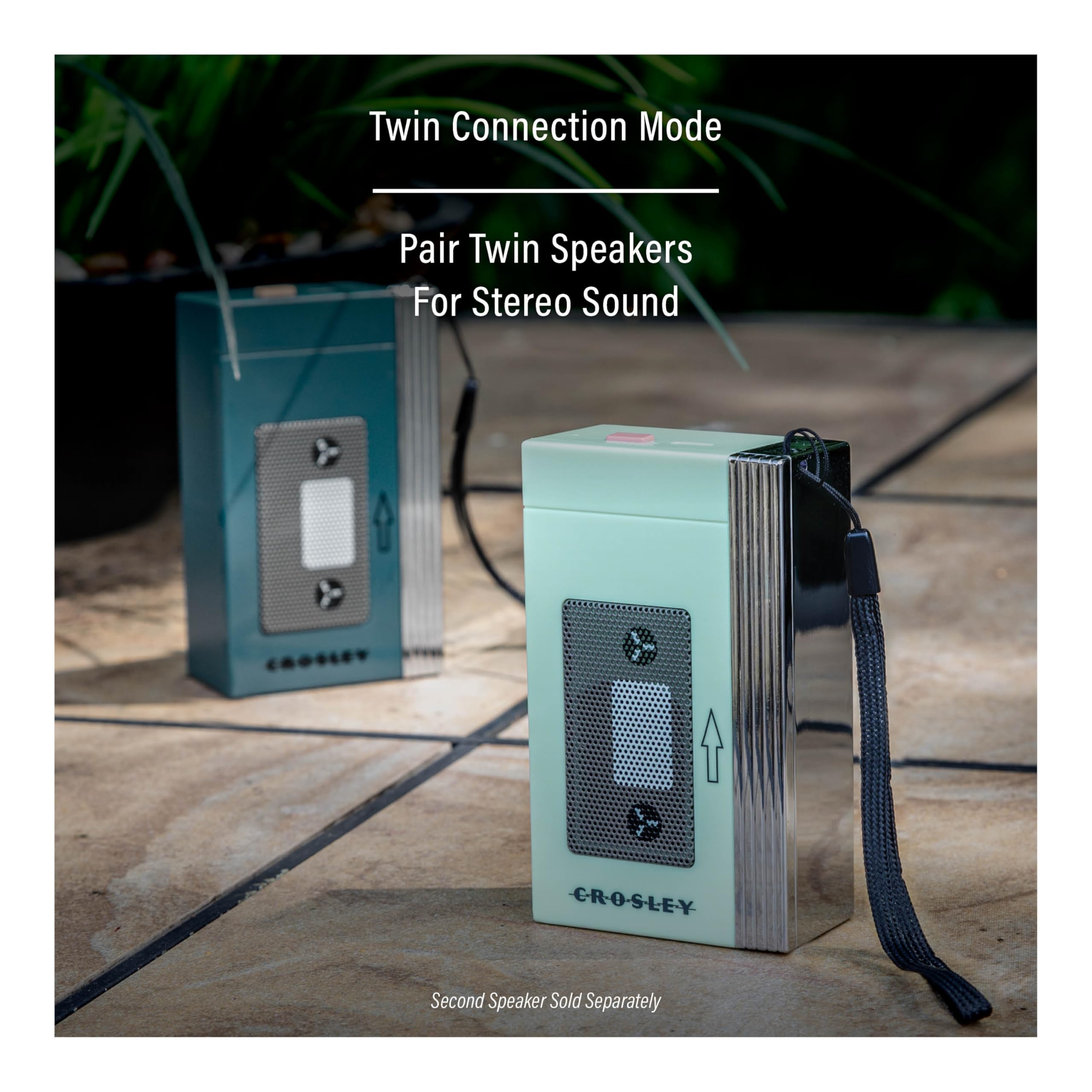 Crosley CR3047A-MT Mini Retro 80's Portable Bluetooth Speaker, Wireless with Microphone, Vintage, Mint 5