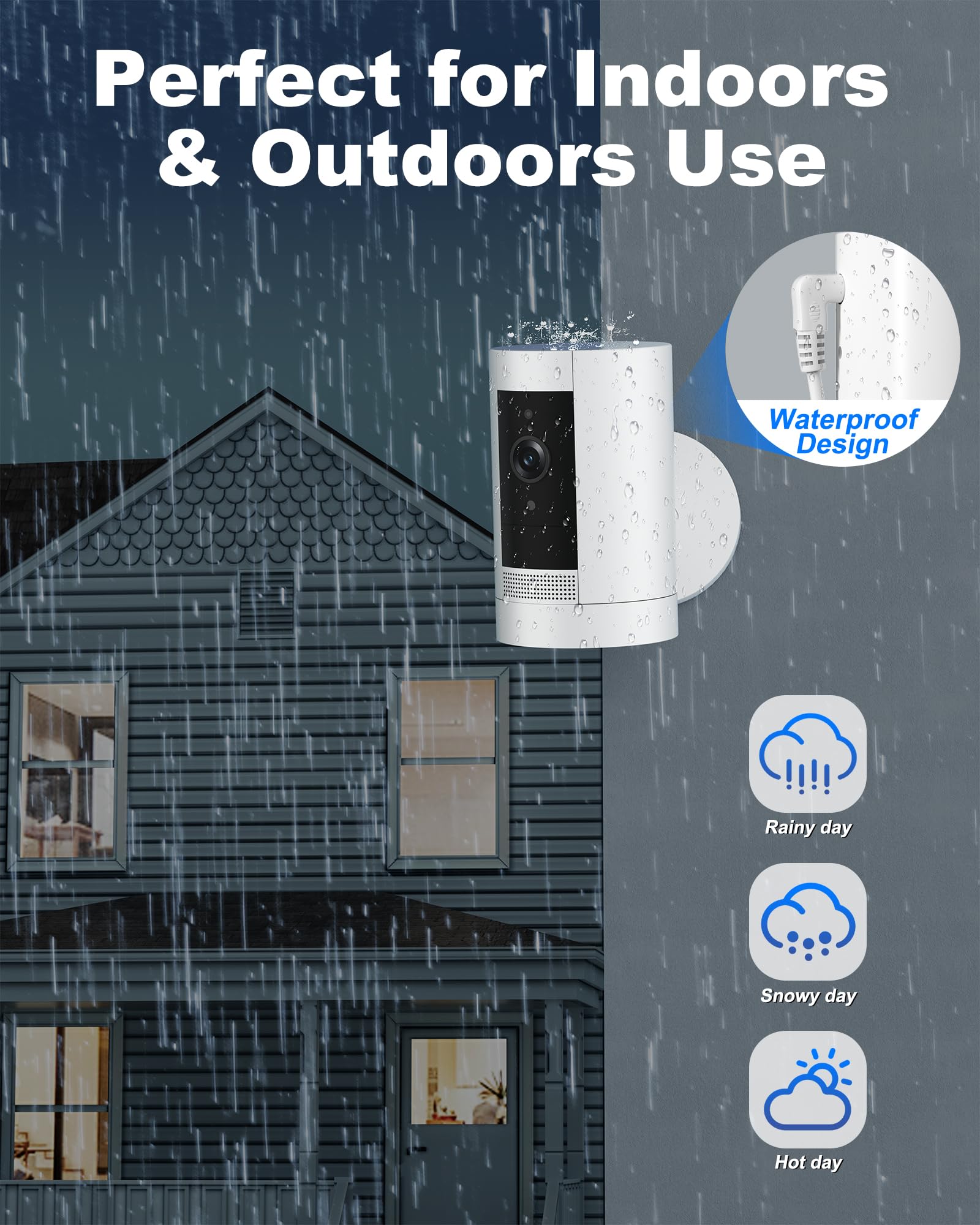 WUKUR 2 Pack Power Adapter Compatible with Ring Stick Up Cam Battery/Plug-in 3rd Gen/2nd Gen & Ring Pan Tilt Stick Up Camera, Indoor/Outdoor Charger Weatherproof Power Cord, 4M/13.1Ft Long 6