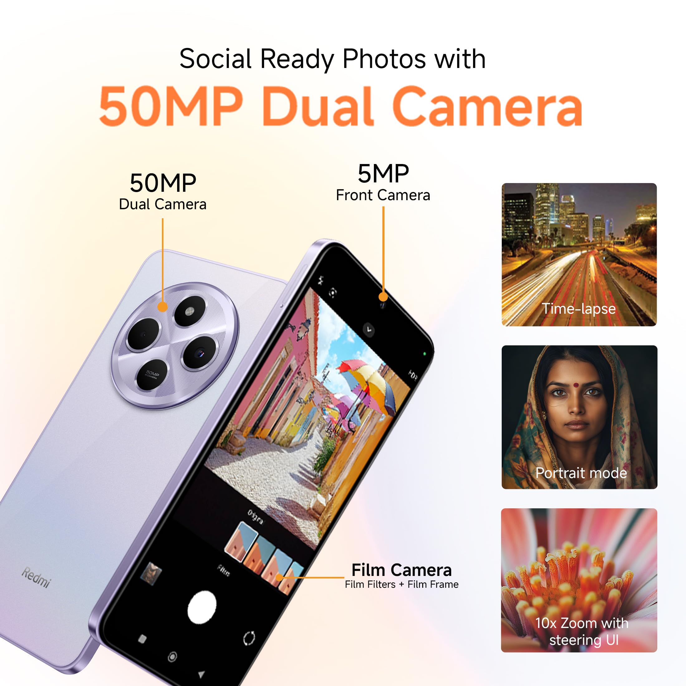 Redmi A4 5G (Sparkle Purple, 4GB RAM, 128GB Storage) | Global Debut SD 4s Gen 2 | Segment Largest 6.88in 120Hz | 50MP Dual Camera | 18W Fast Charging 6