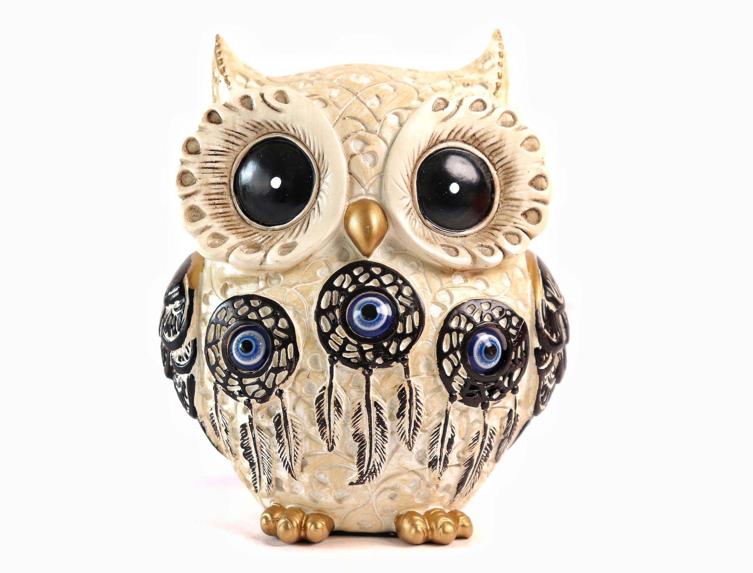 The Spiritual Living Owl Statue for Good Luck II Aesthetic Resin Owl Art Figure Showpiece II 3.5 Inch II Feng Shui & Vastu II Evil Eye II Showpiece for Home Decor II II (4 INCH, 1) 1