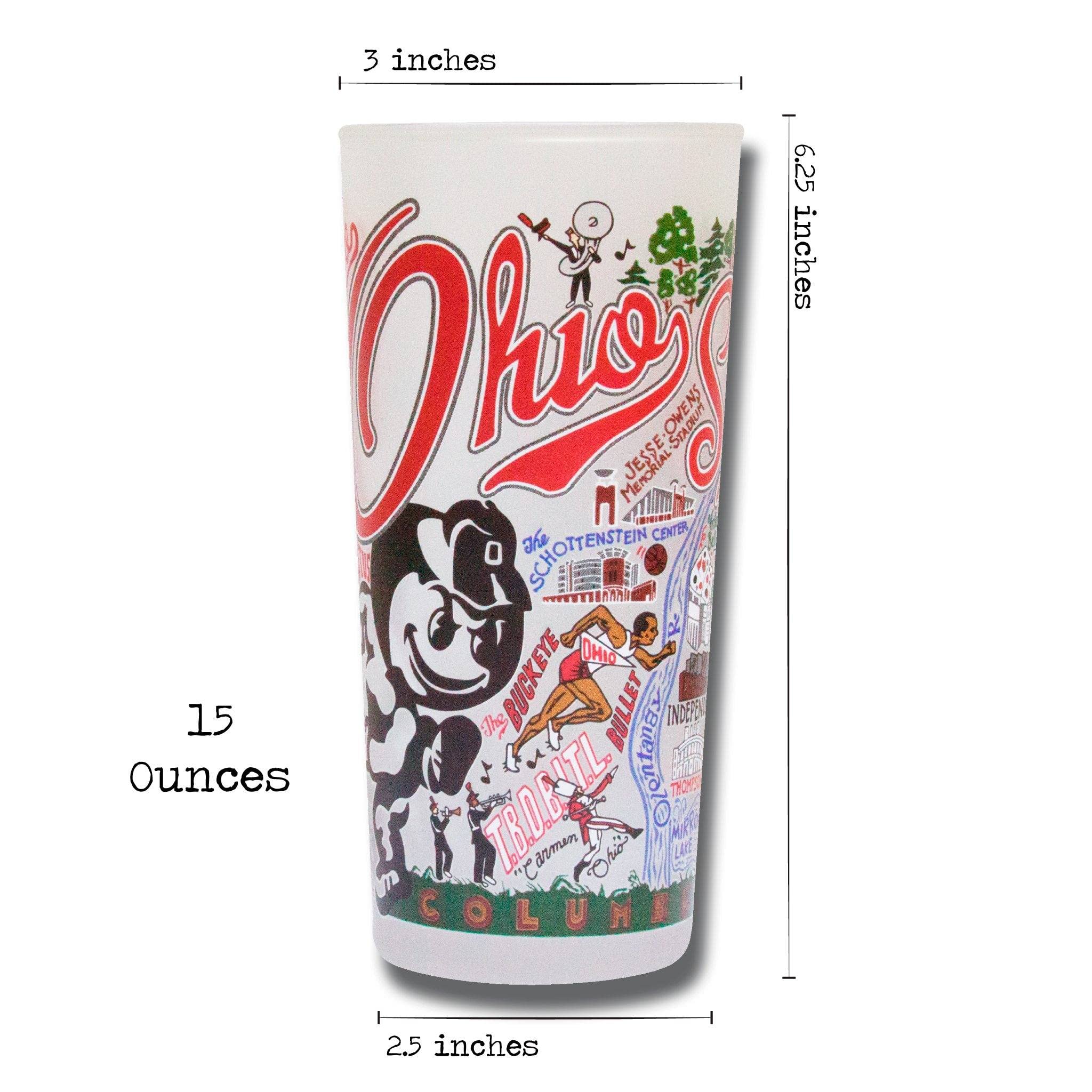 Catstudio Drinking Glass, Ohio State University Glass Cup for Kitchen, 15oz Dishwasher Safe Tumbler for OSU Alumni 4