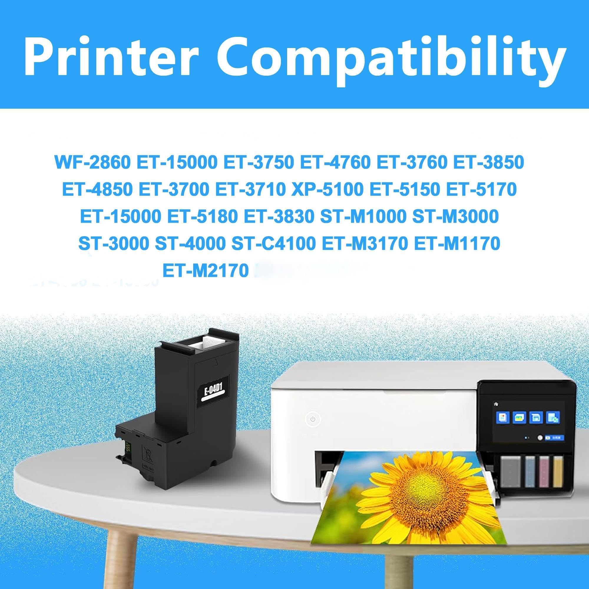 LCL T04D1 T04D100 Ink Maintenance Box Replacement for EcoTank WF-2860 ET-15000 ET-3750 ET-4760 ET-3760 ET-3850 ET-4850 ET-3700 ET-3710 XP-5100 ET-5150 ET-5170 ET-15000 ET-5180 ET-3830 Printers(1-Pack) 4