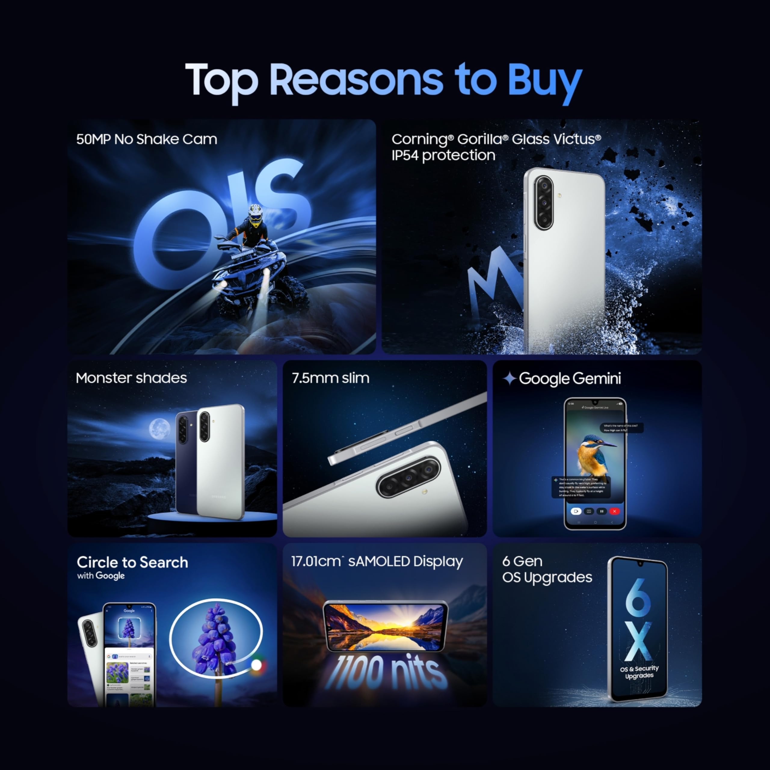 Samsung Galaxy M17 5G (Sapphire Black, 4GB RAM, 128GB Storage)| Circle to Search| Gemini Live| 50MP OIS Triple Camera| IP54 Rating| Gorilla Glass Victus| AI| 6 Gen of OS Upgrades| Without Charger 3