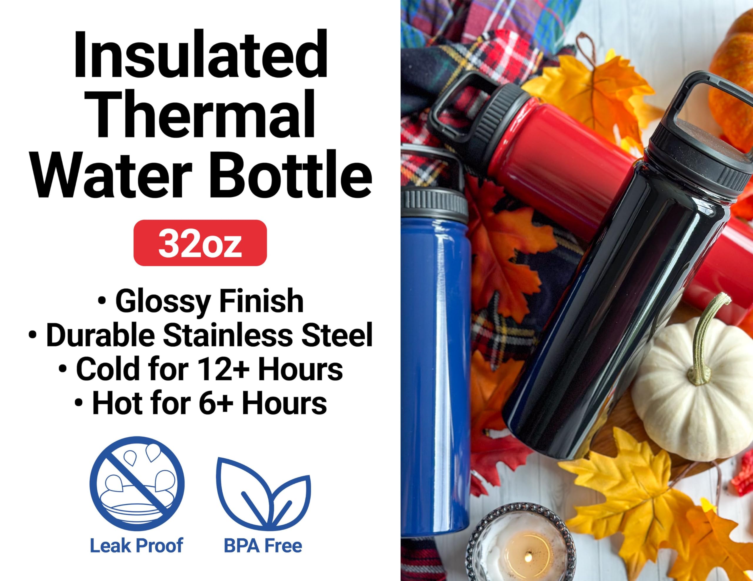 R and R Imports NC State Wolfpack 32 Oz Engraved Red Insulated Double Wall Stainless Steel Water Bottle Tumbler 3