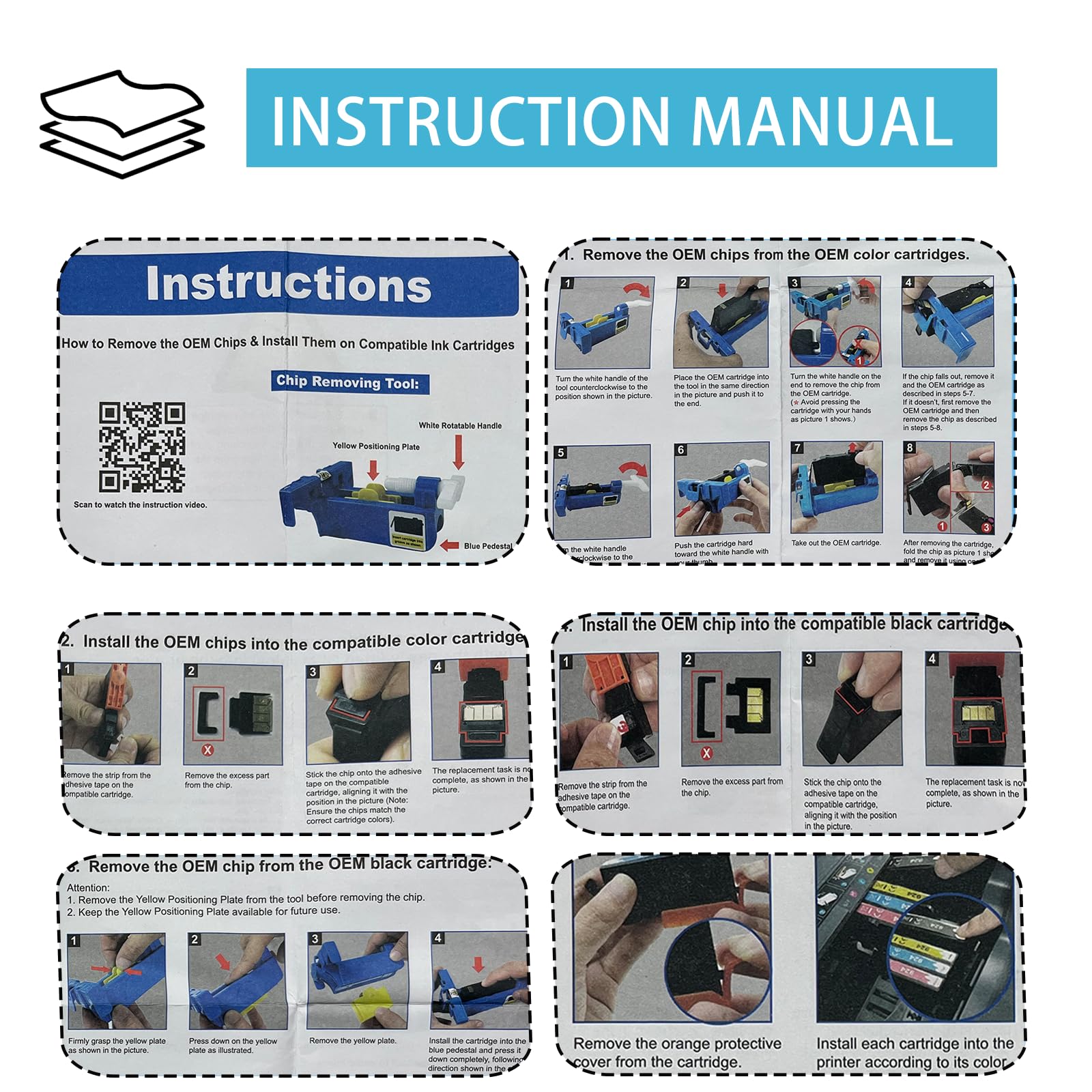 923 Ink Cartridges Without Chip Combo Pack Compatible for 923 Ink Cartridges Work for OfficeJet 8120 8122e 8123 OfficeJet Pro 8130 8135e 8138e 8139e Printer (2*Black 1*Cyan 1*Magenta 1*Yellow) 3